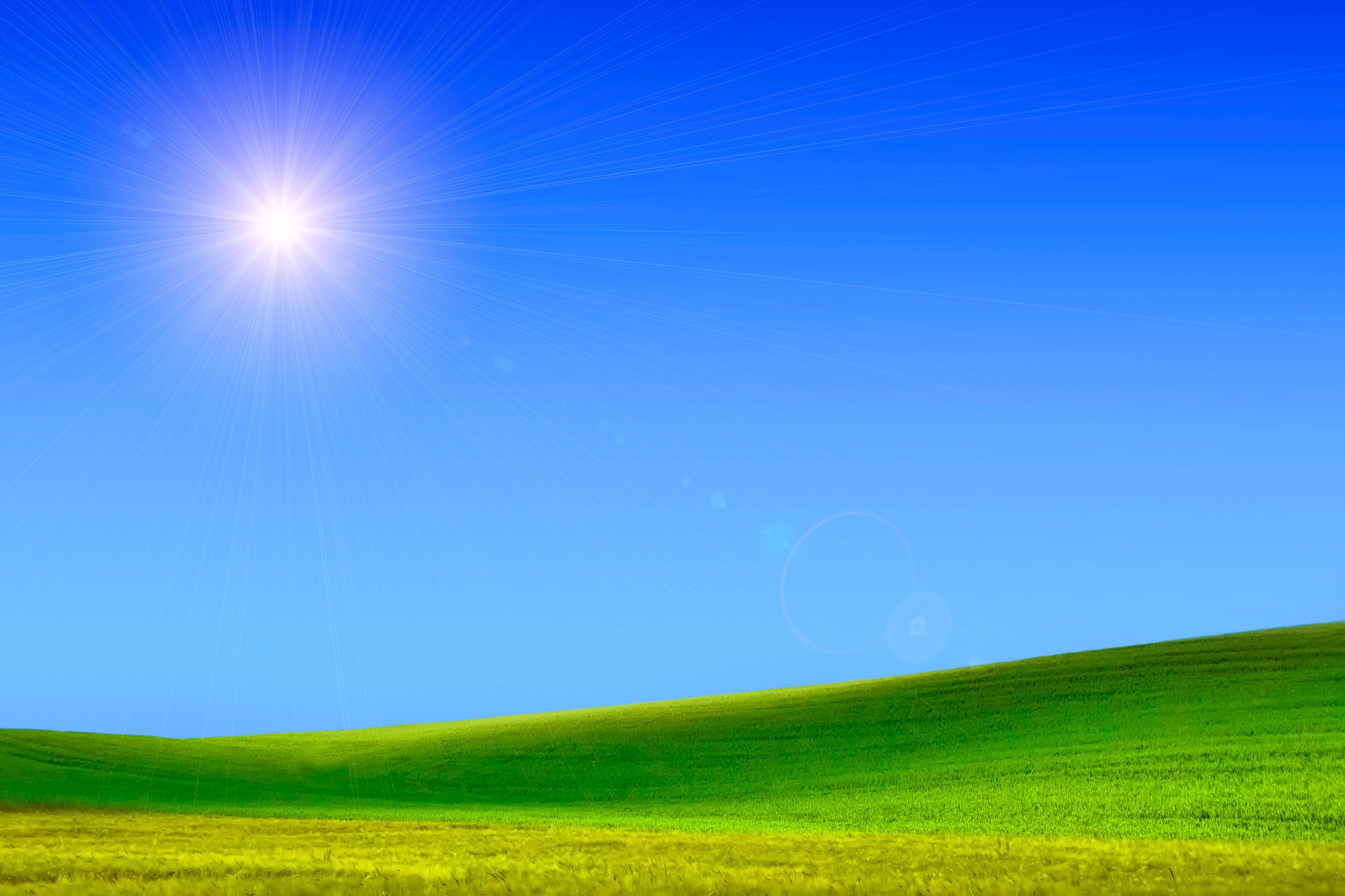 4K Landscape, green hills, blue sky, 5K Desktop Wallpaper