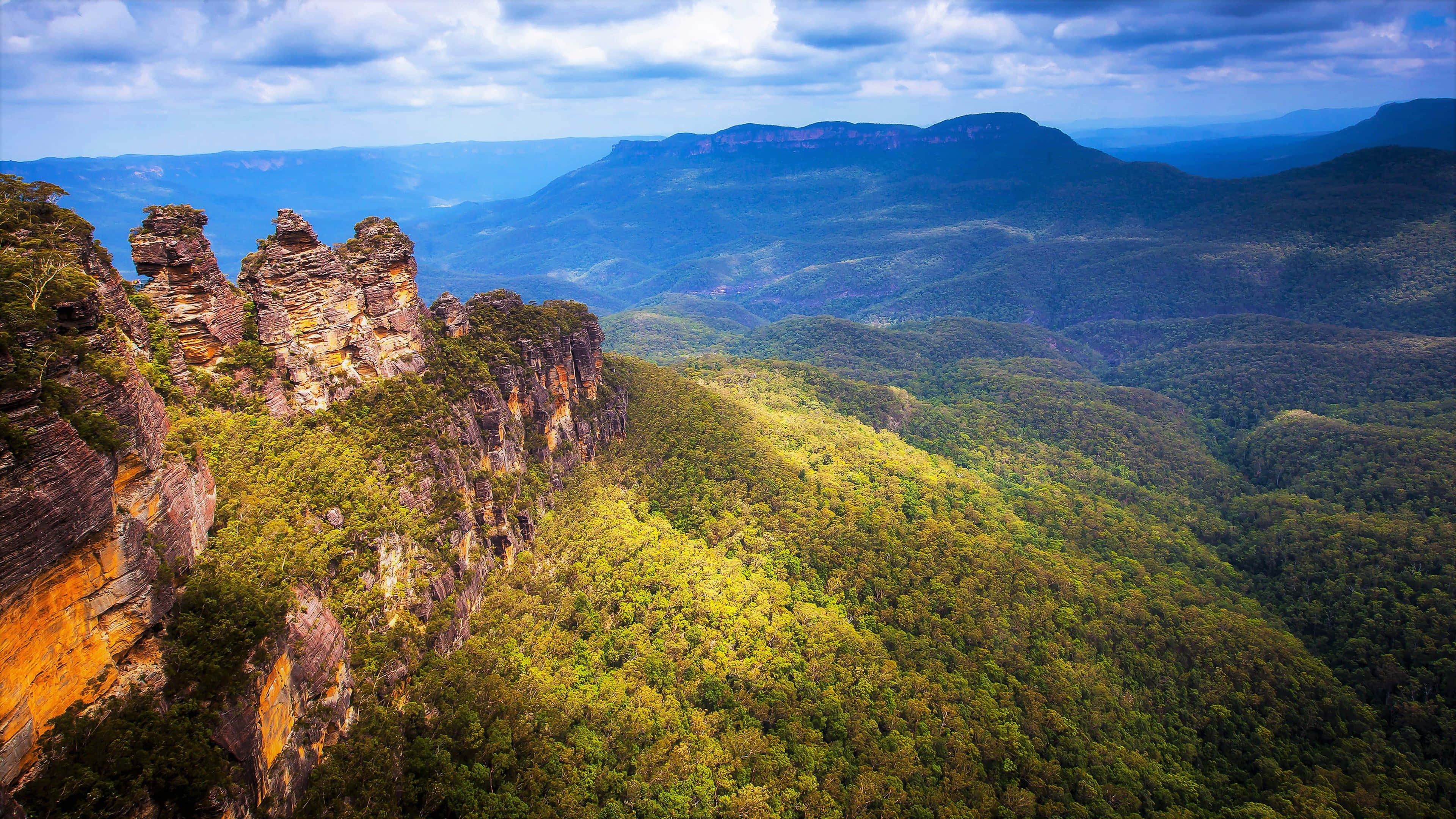 blue mountain, rugged cliffs, lush green valleys, 4K Desktop Wallpaper