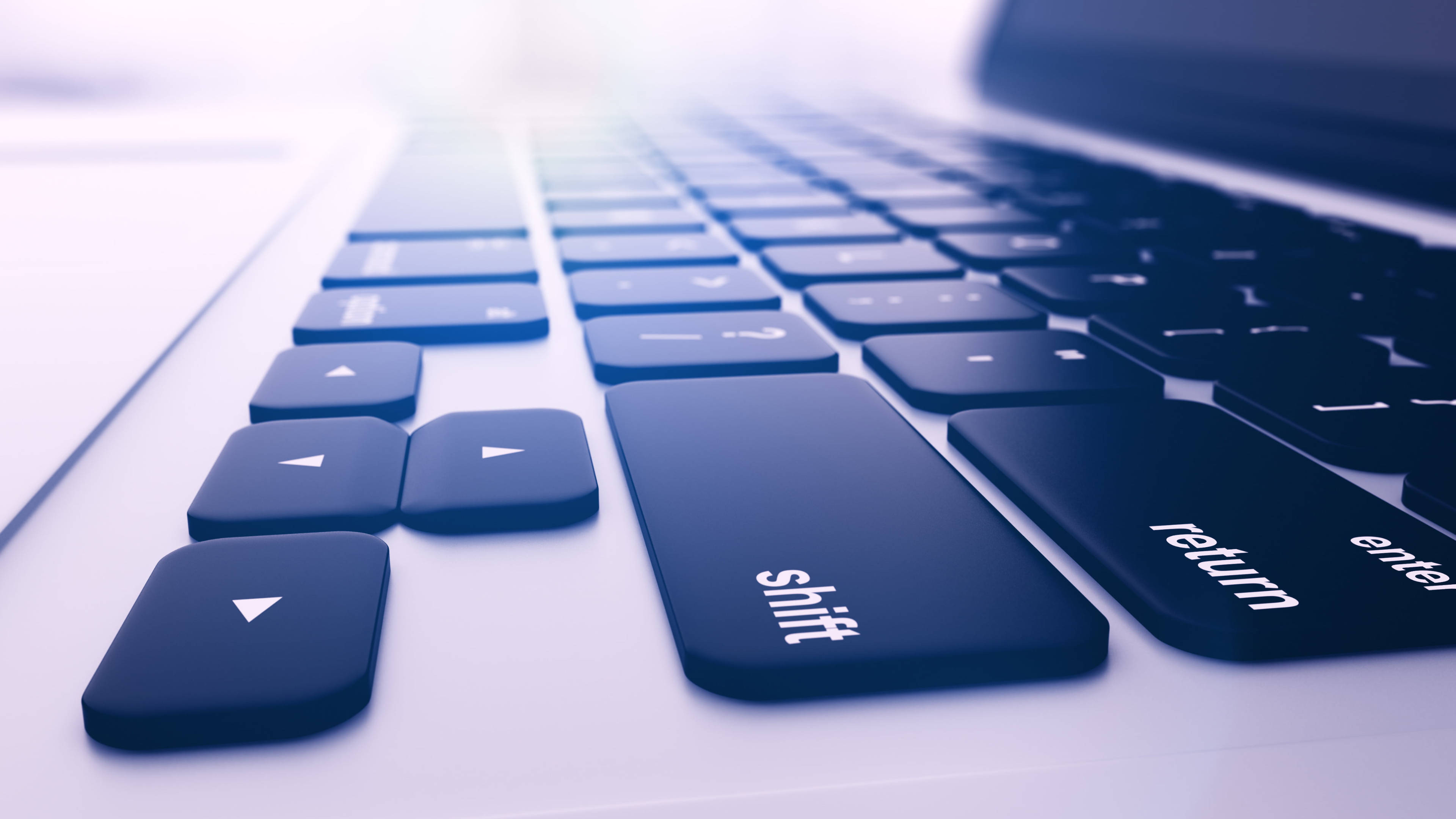 4K Laptop, keyboard, blue-tinted keys, 4K Desktop Wallpaper