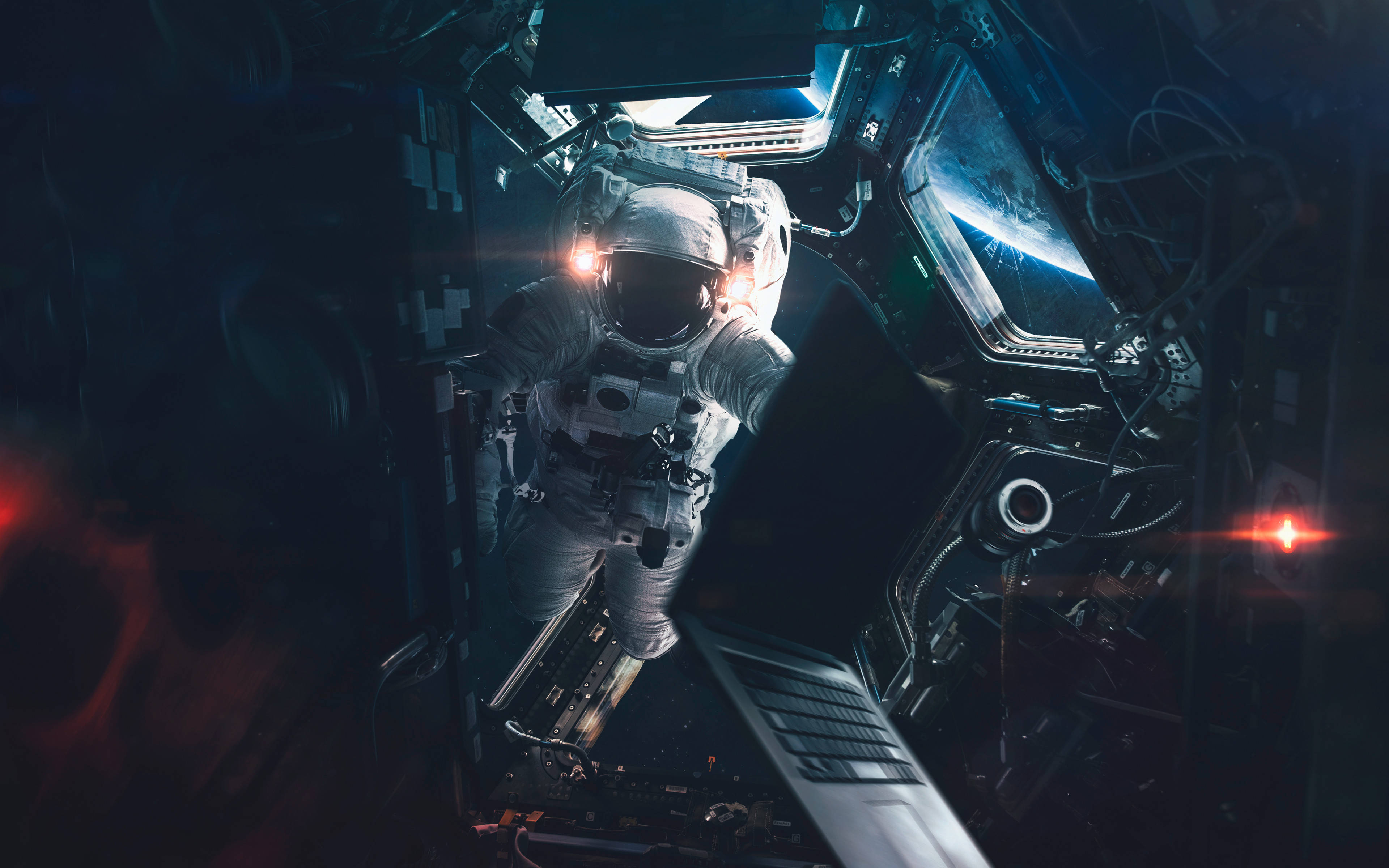 4K Laptop, astronaut, spacecraft, 4K Desktop Wallpaper