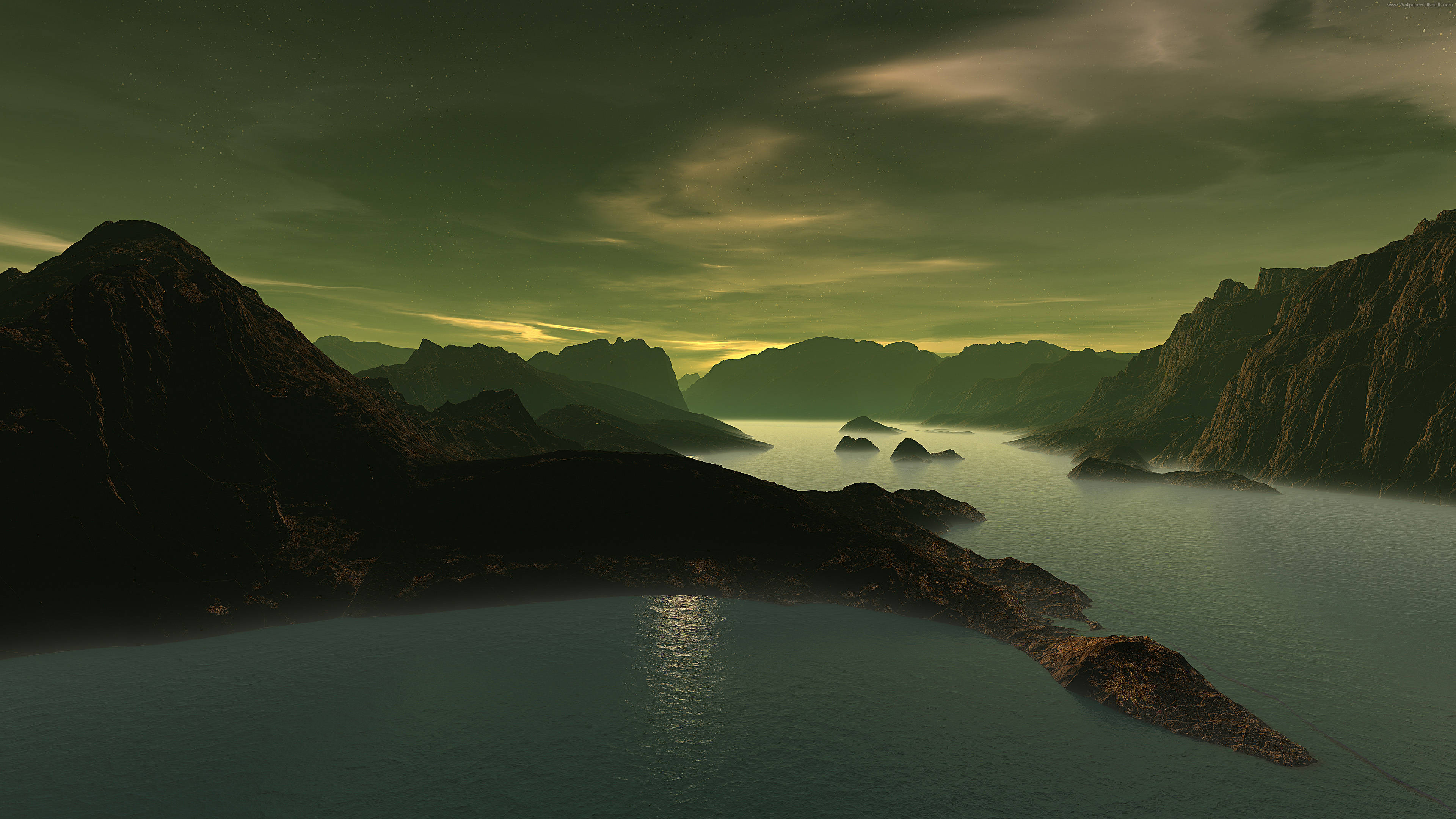 laptop 4k, nature, green light, 4K Desktop Wallpaper