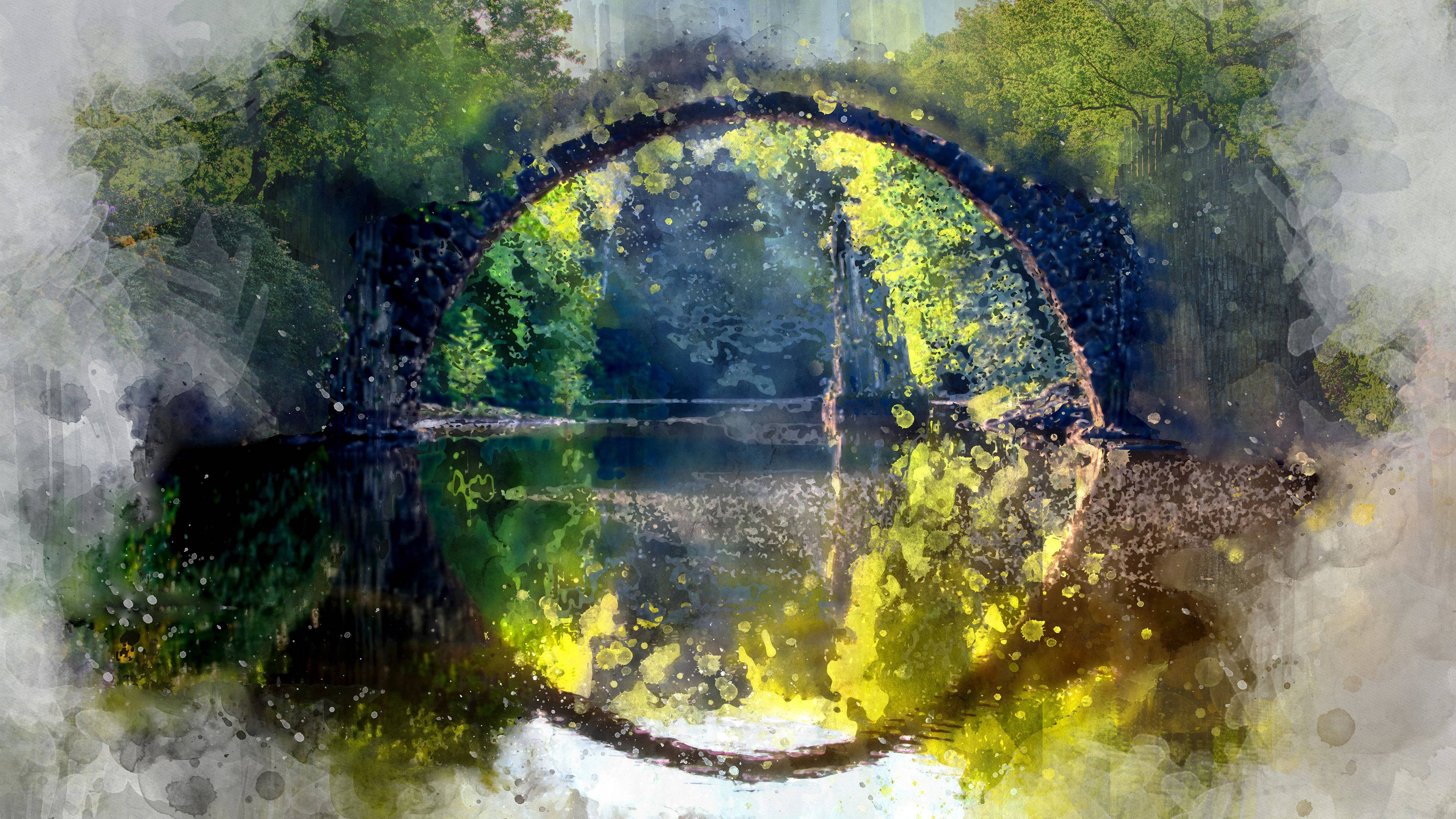 laptop 4k, nature, half-circle bridge, 4K Desktop Wallpaper