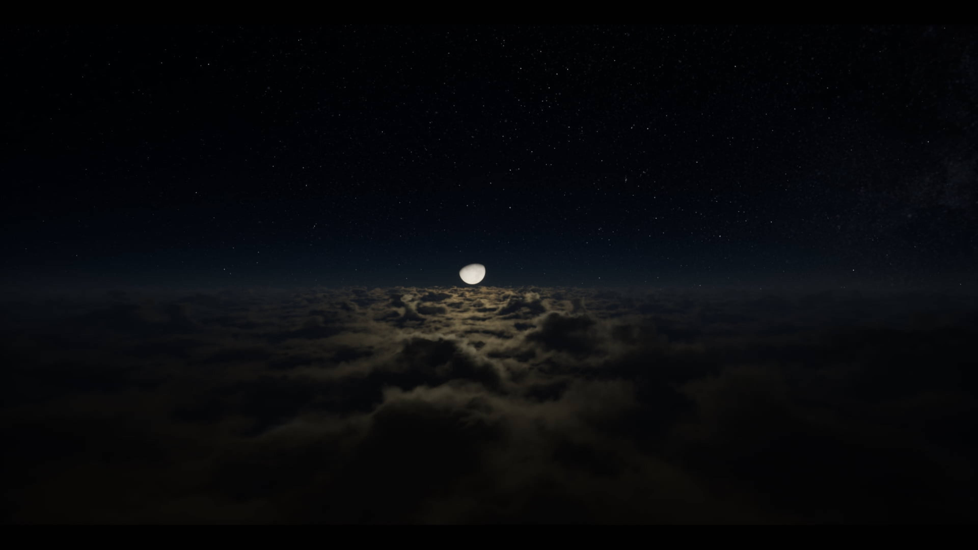 4K Laptop, moon, clouds, 4K Desktop Wallpaper