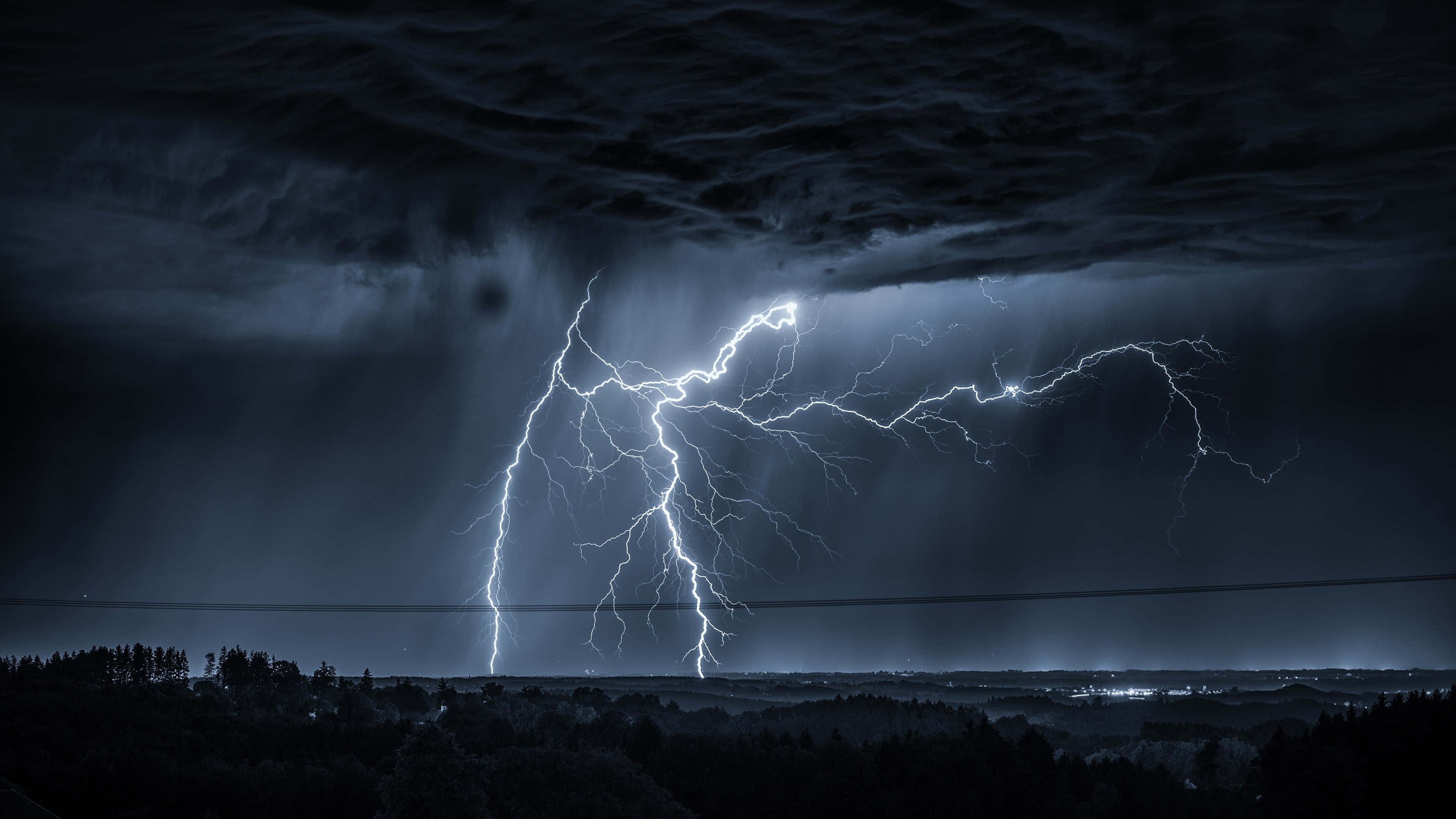 4K Resolution, lightning strike, stormy night sky, 4K Desktop Wallpaper