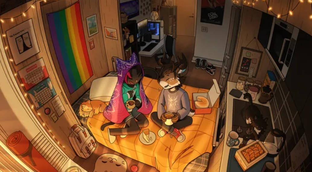 4K Lo-Fi, Food Trip, anthropomorphic characters, SD Desktop Wallpaper