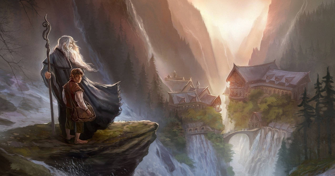 wizard, young hobbit, cliff edge, HD Desktop Wallpaper