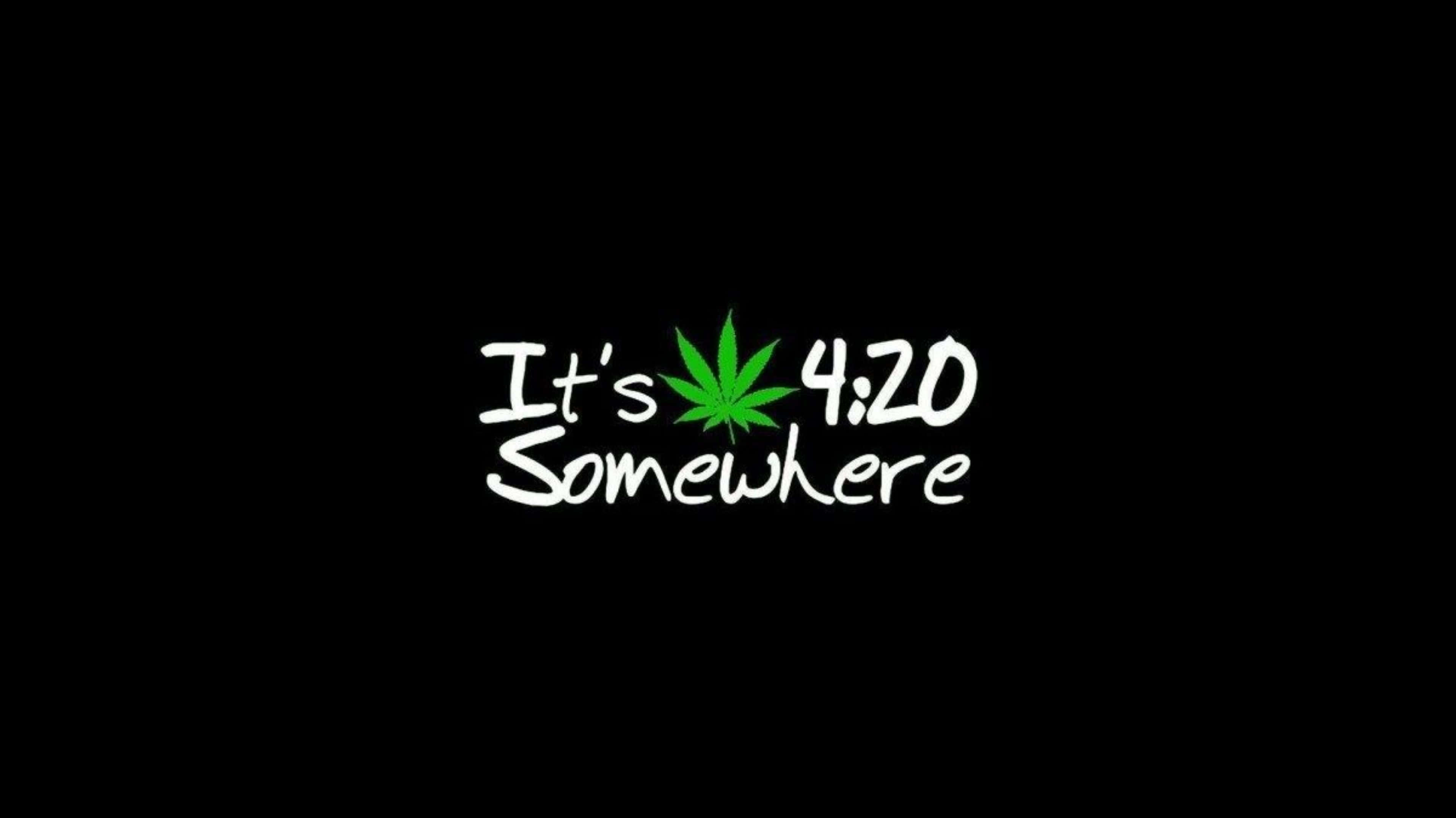 4K Marijuana, It's 4:20 Somewhere, green cannabis leaf, 4K Desktop Wallpaper