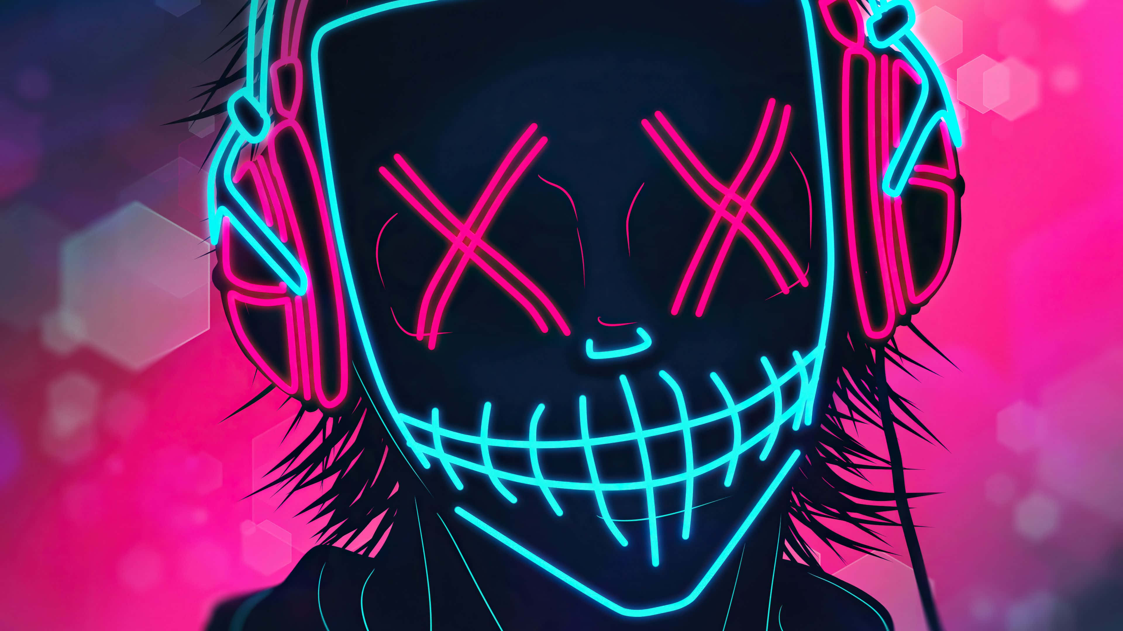 4K Mask, X eyes, stitched mouth, 4K Desktop Wallpaper
