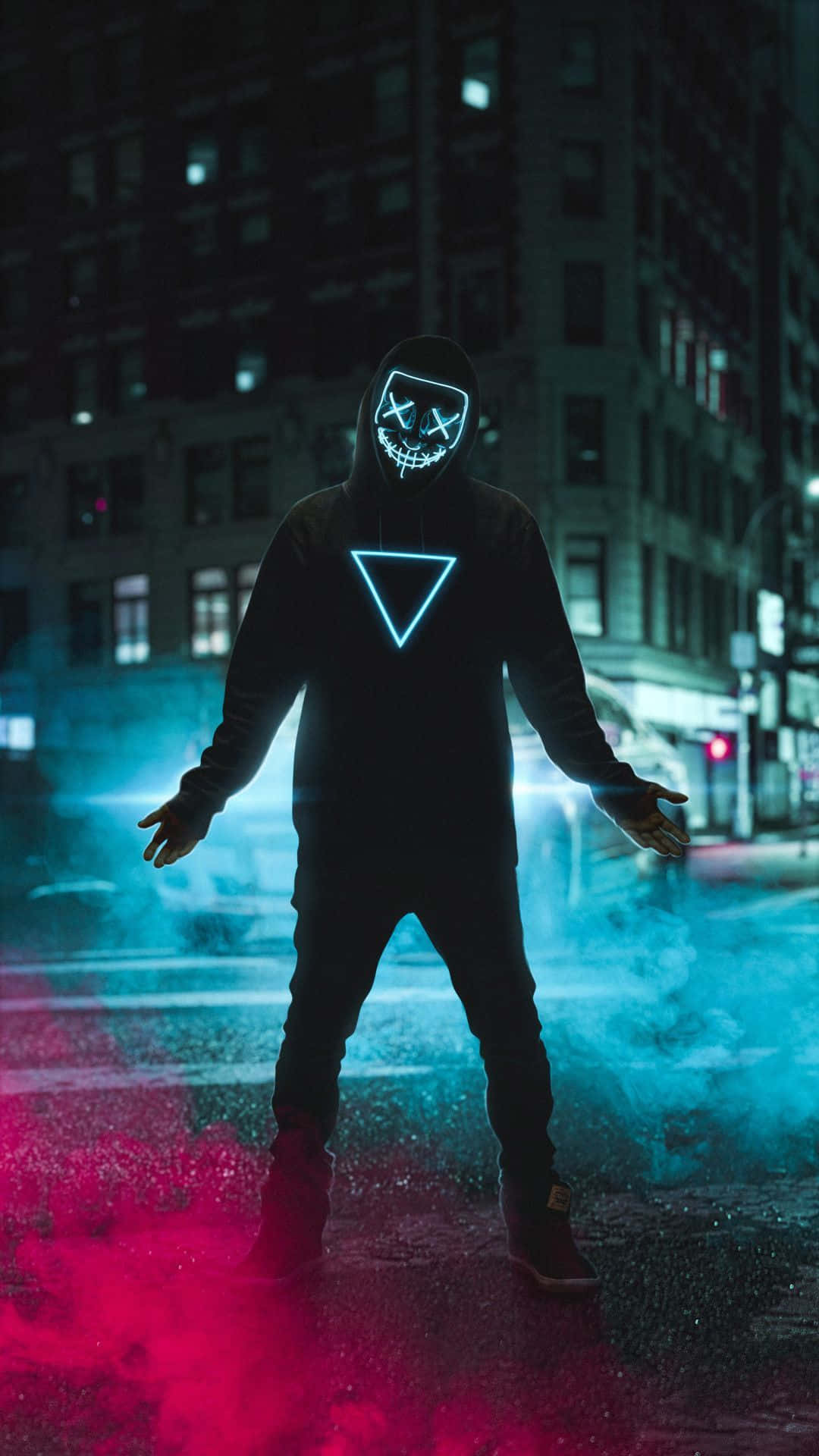 4K Mask, cyan man, glowing mask, Full HD Phone Wallpaper