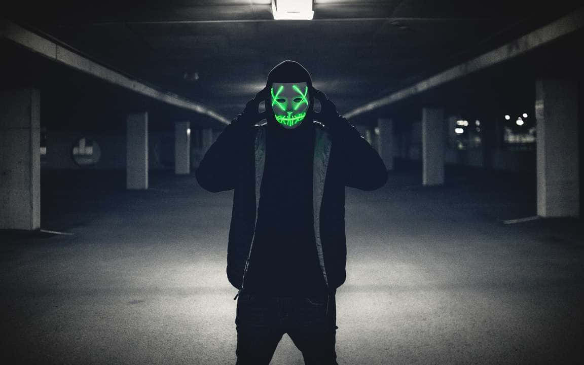 4K Mask, green neon, skull mask, SD Desktop Wallpaper