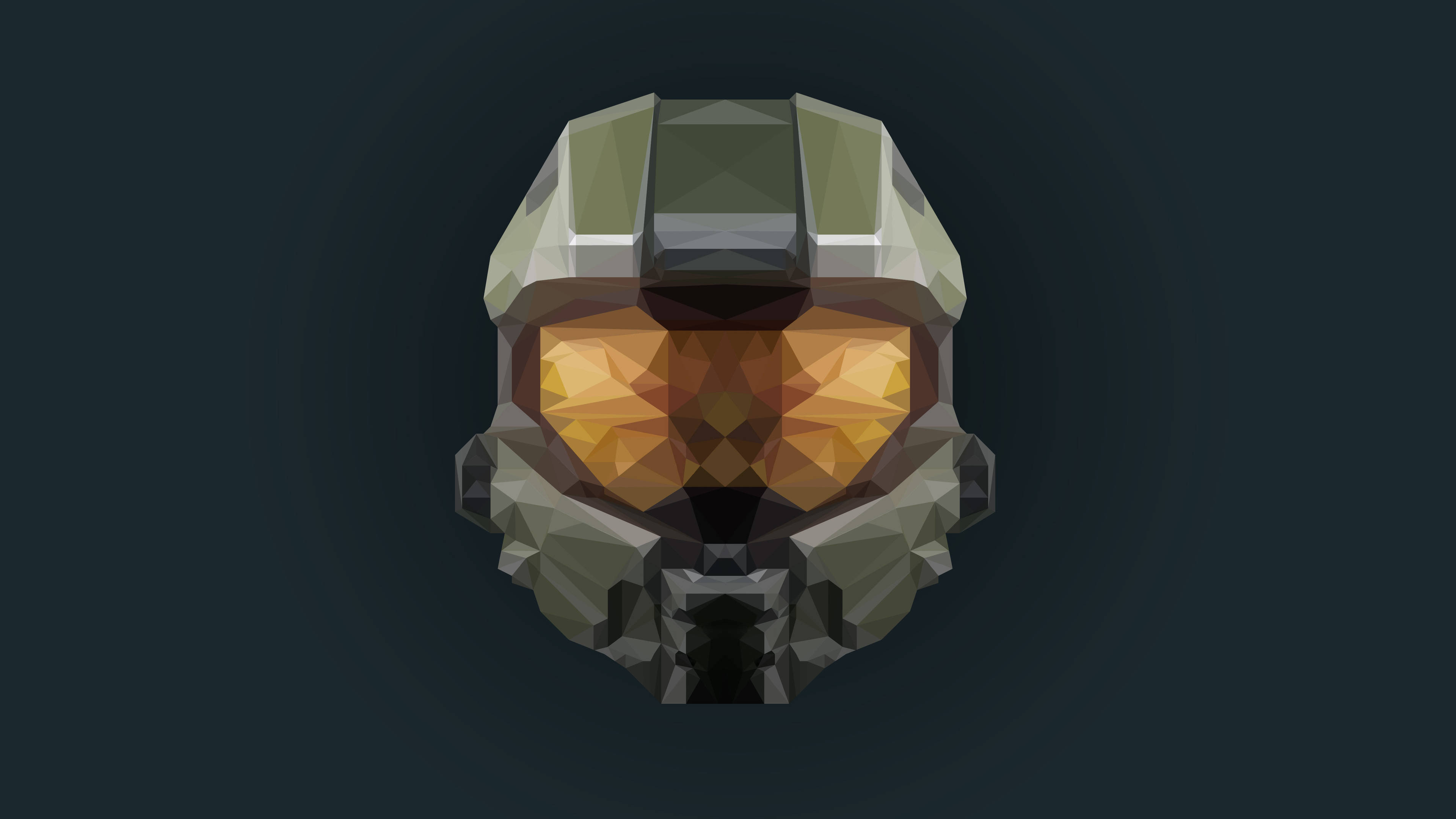4K Master Chief, futuristic helmet, glowing orange visor, 4K Desktop Wallpaper