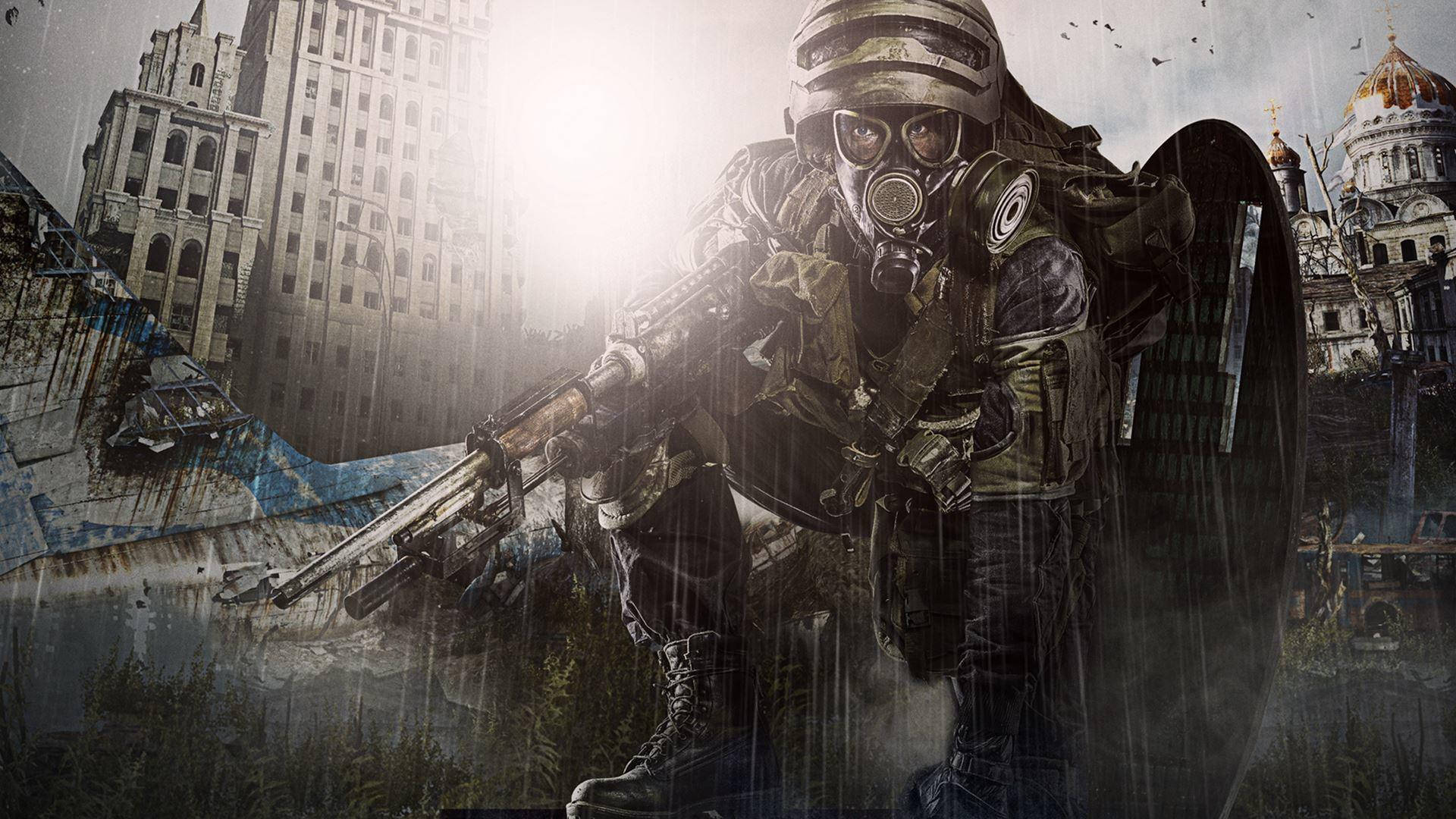 4K Metro 2033, soldier, gas mask, Full HD Desktop Wallpaper