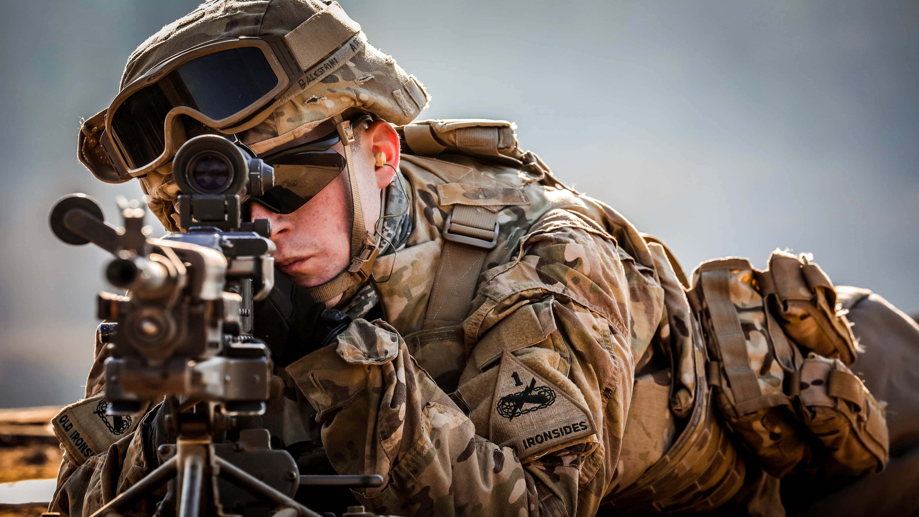 4K Military, camouflage gear, rifle, 4K Desktop Wallpaper