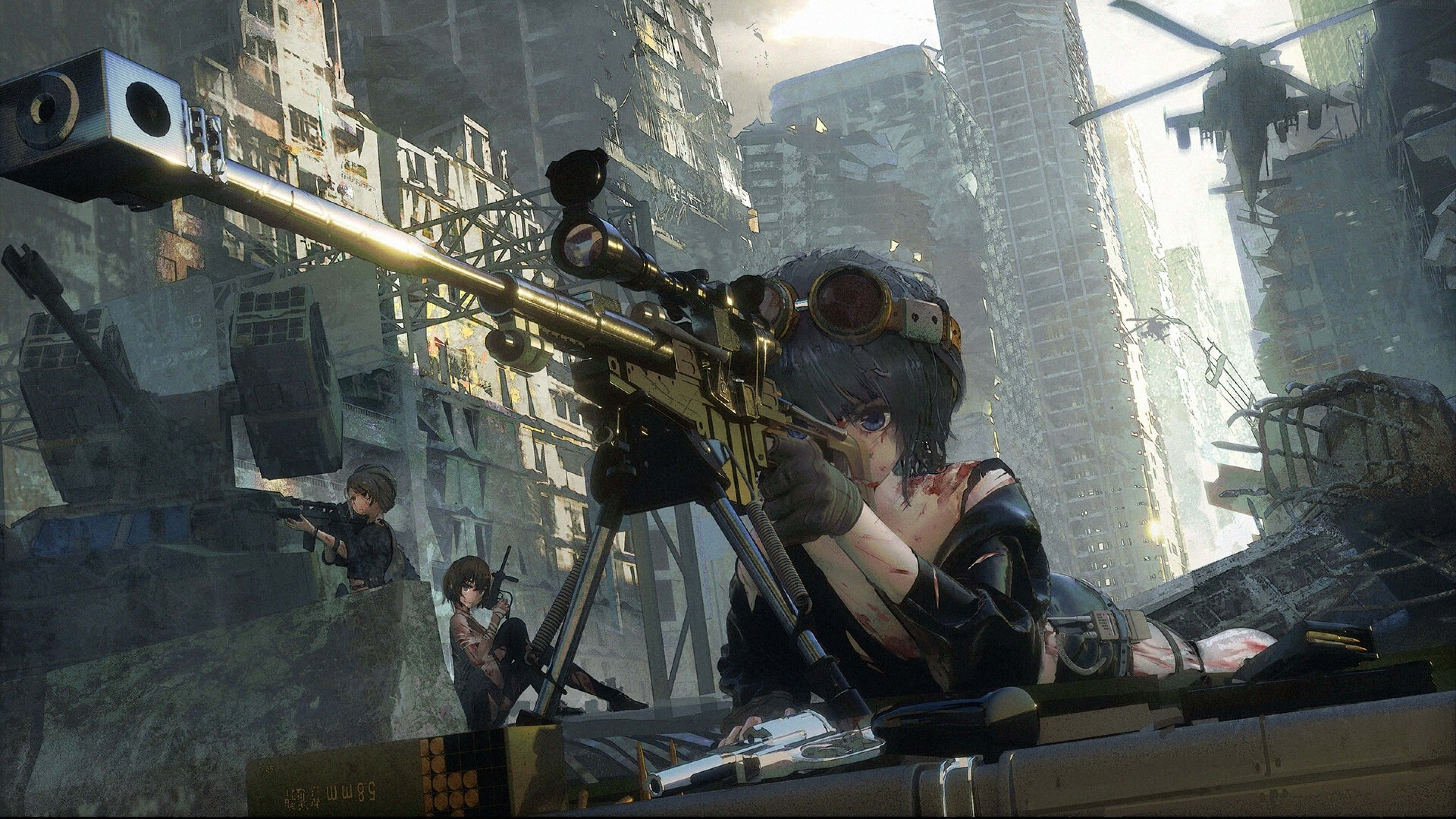 sniper, goggles, rifle, 4K Desktop Wallpaper