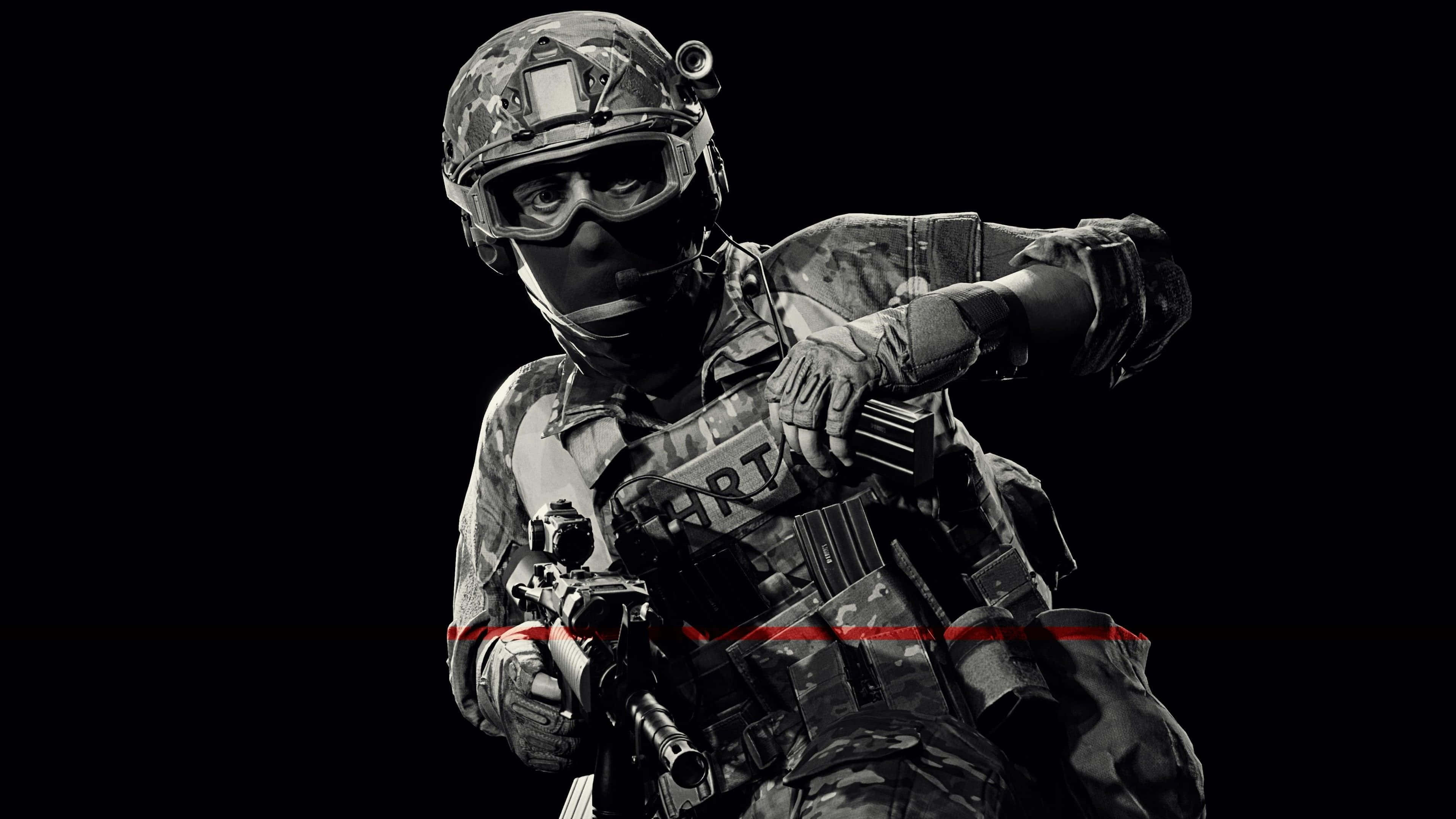 4K Military, tactical gear, rifle, 4K Desktop Wallpaper