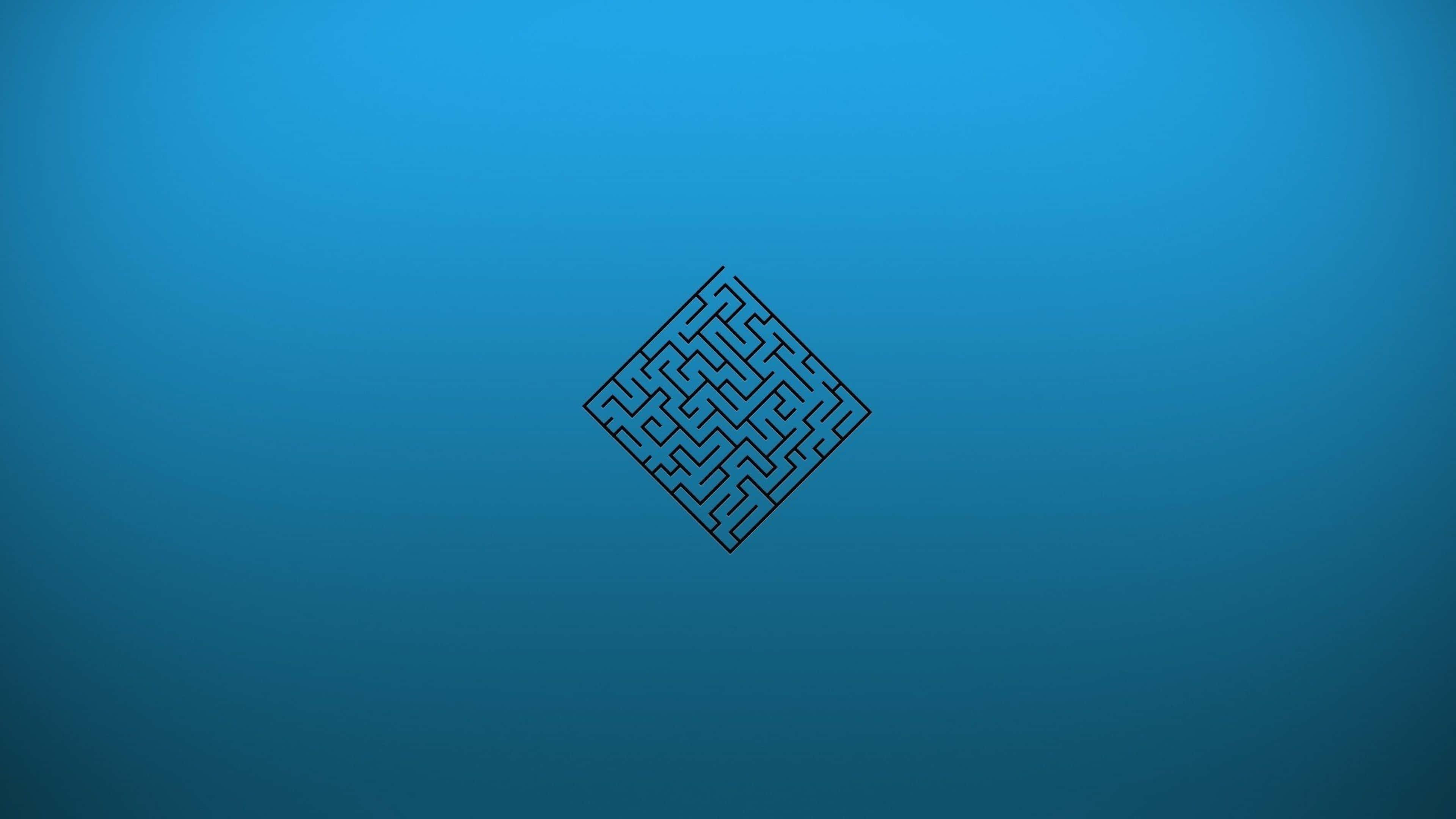 4K Minimal, blue maze, black line maze, 4K Desktop Wallpaper