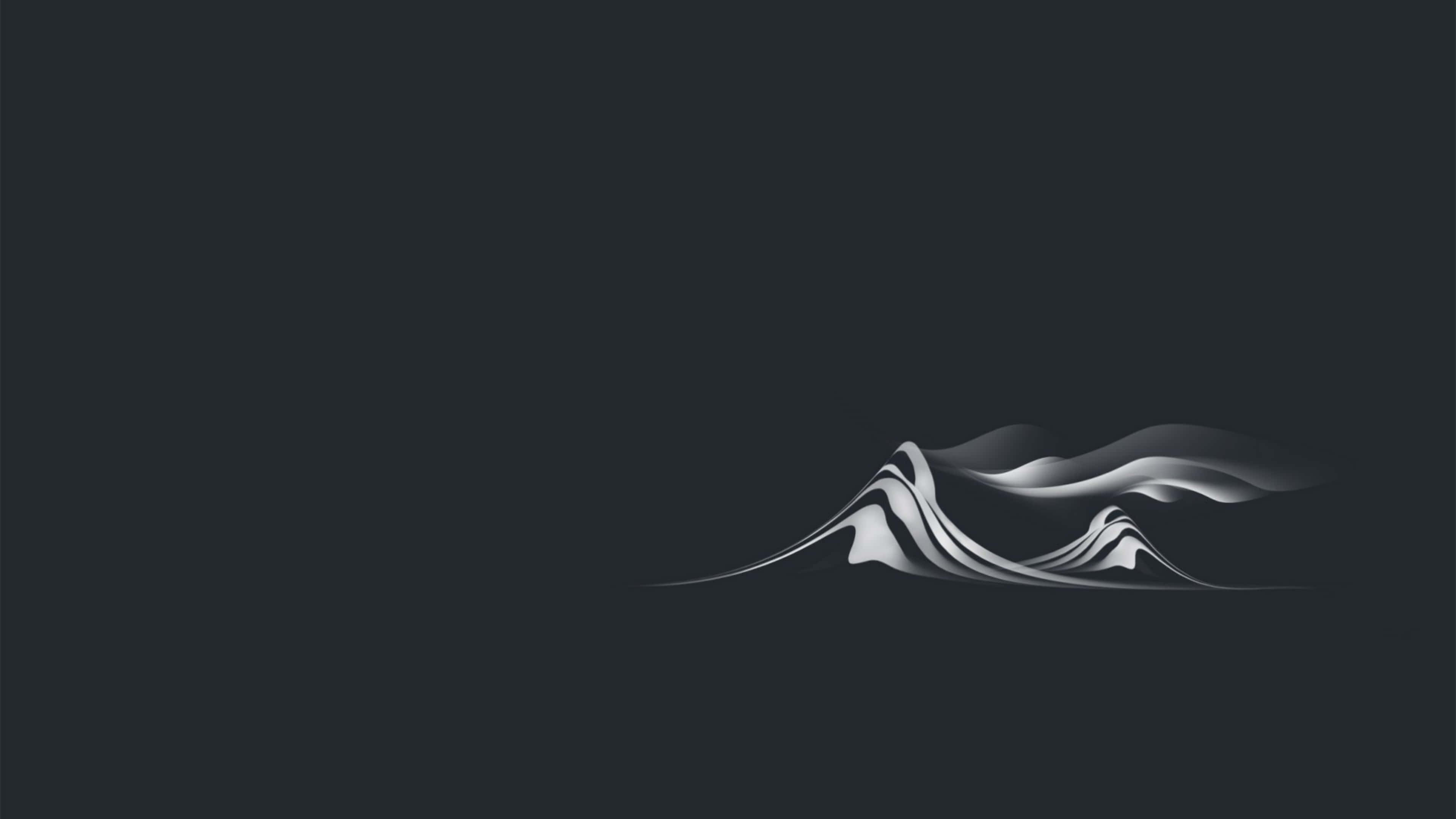 4K Minimal, abstract flowing mountain silhouette, silver, 4K Desktop Wallpaper