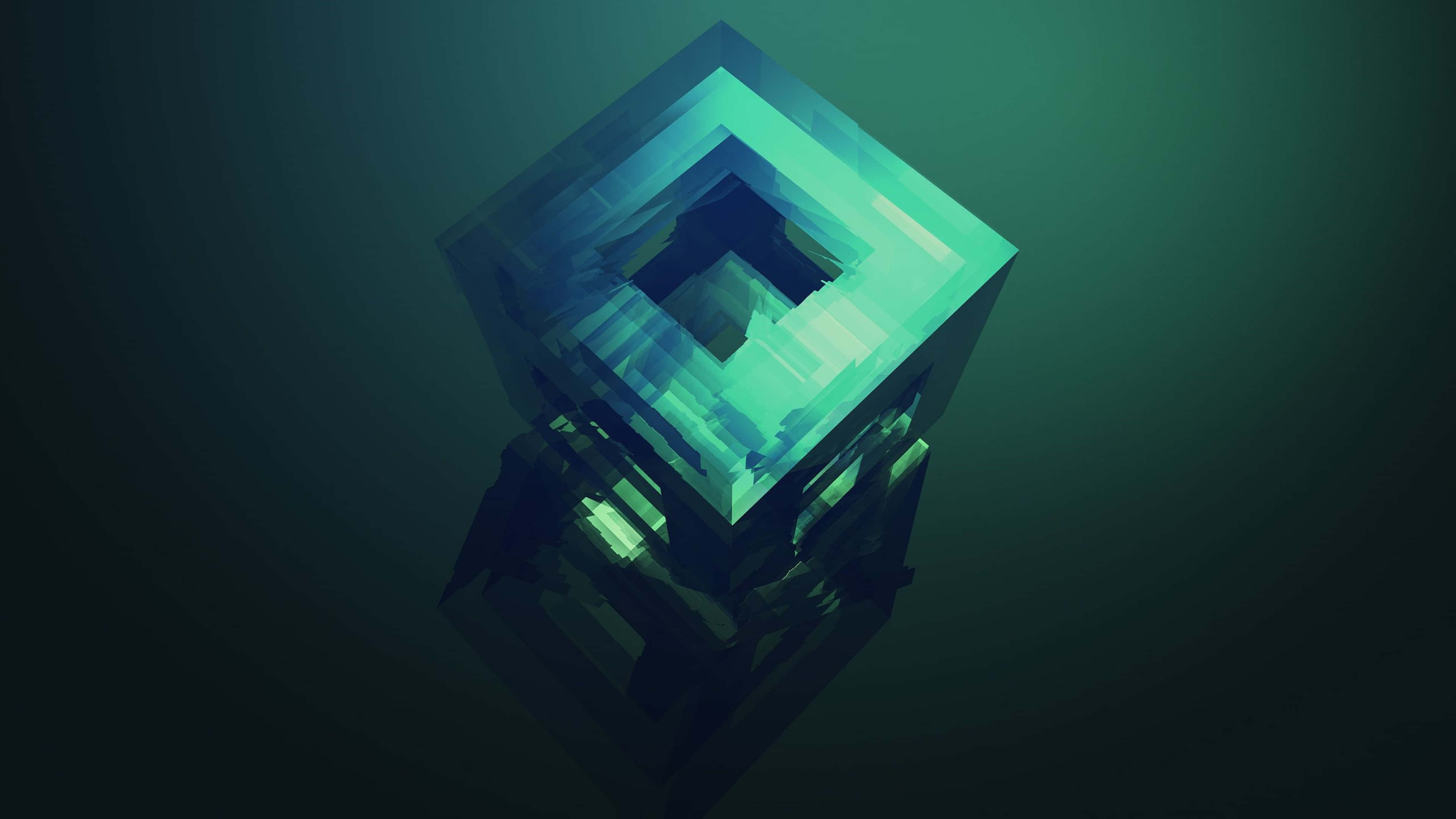 4K Minimal, teal, geometric cube, 4K Desktop Wallpaper