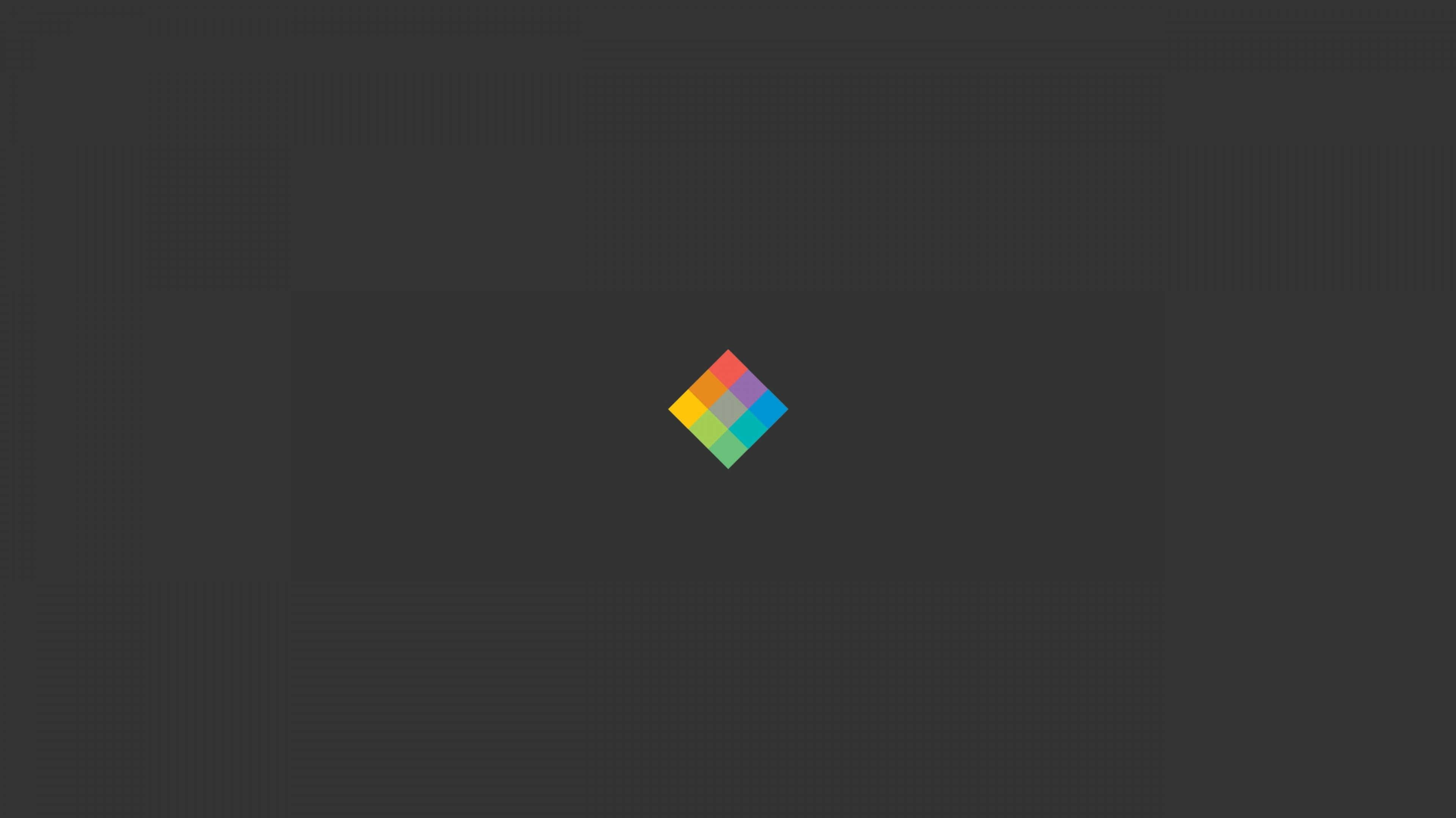 4K Minimal, colorful diamond logo, dark gray grid background, 4K Desktop Wallpaper