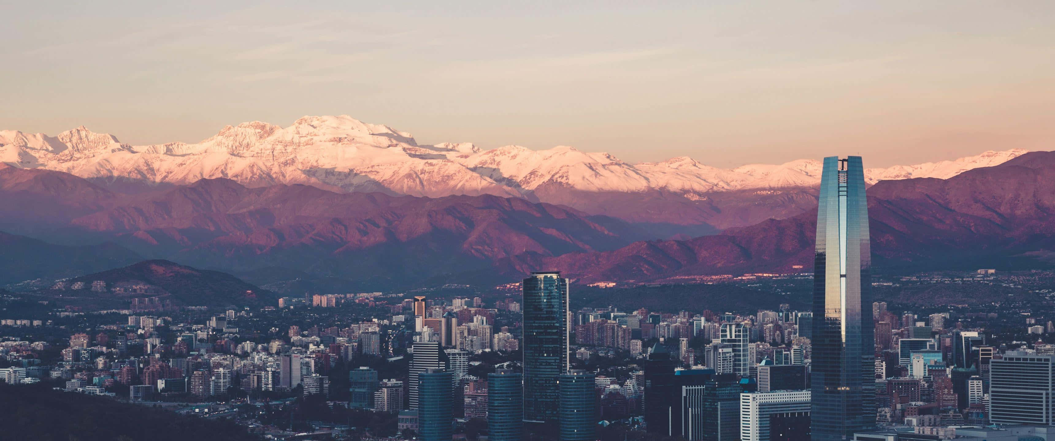 3440x1440, sunset, snow-capped mountains, 2K Desktop Wallpaper