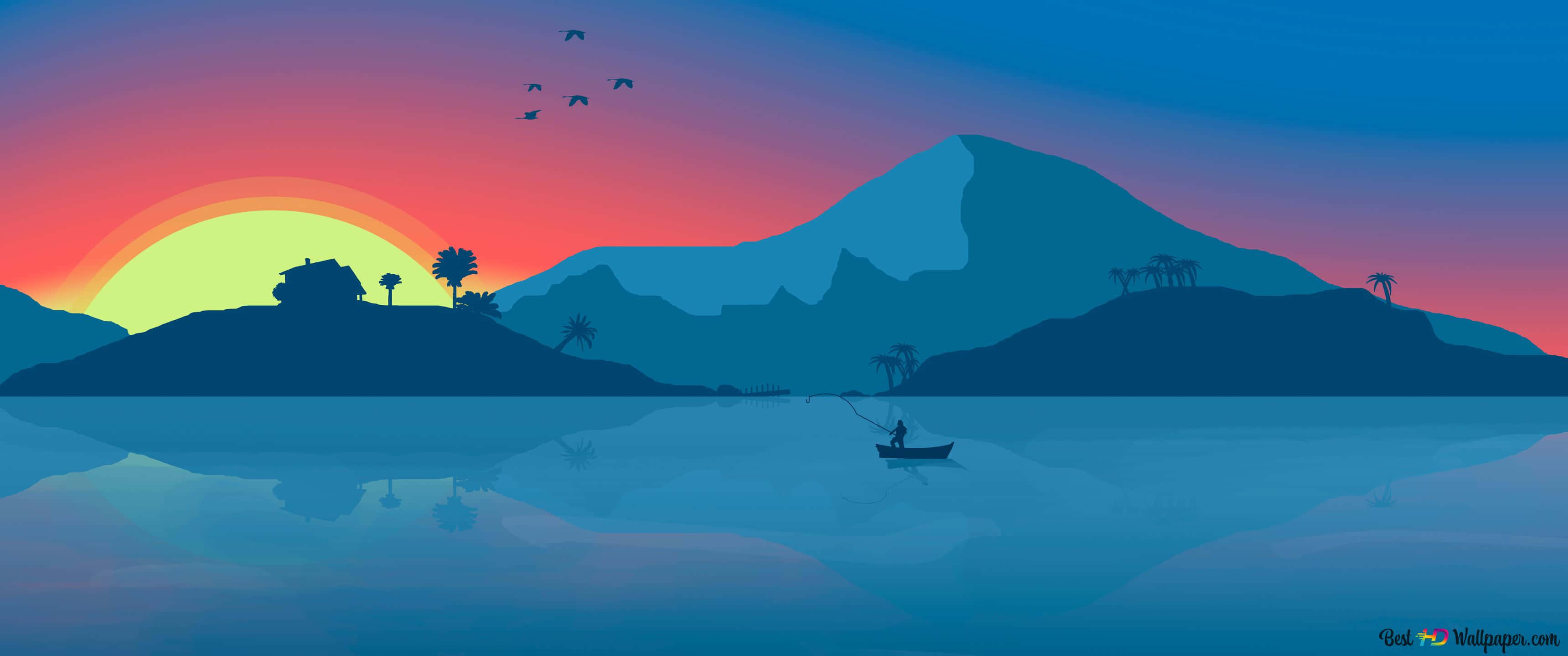 3440x1440, 3440 x 1440, sunset, 2K Desktop Wallpaper