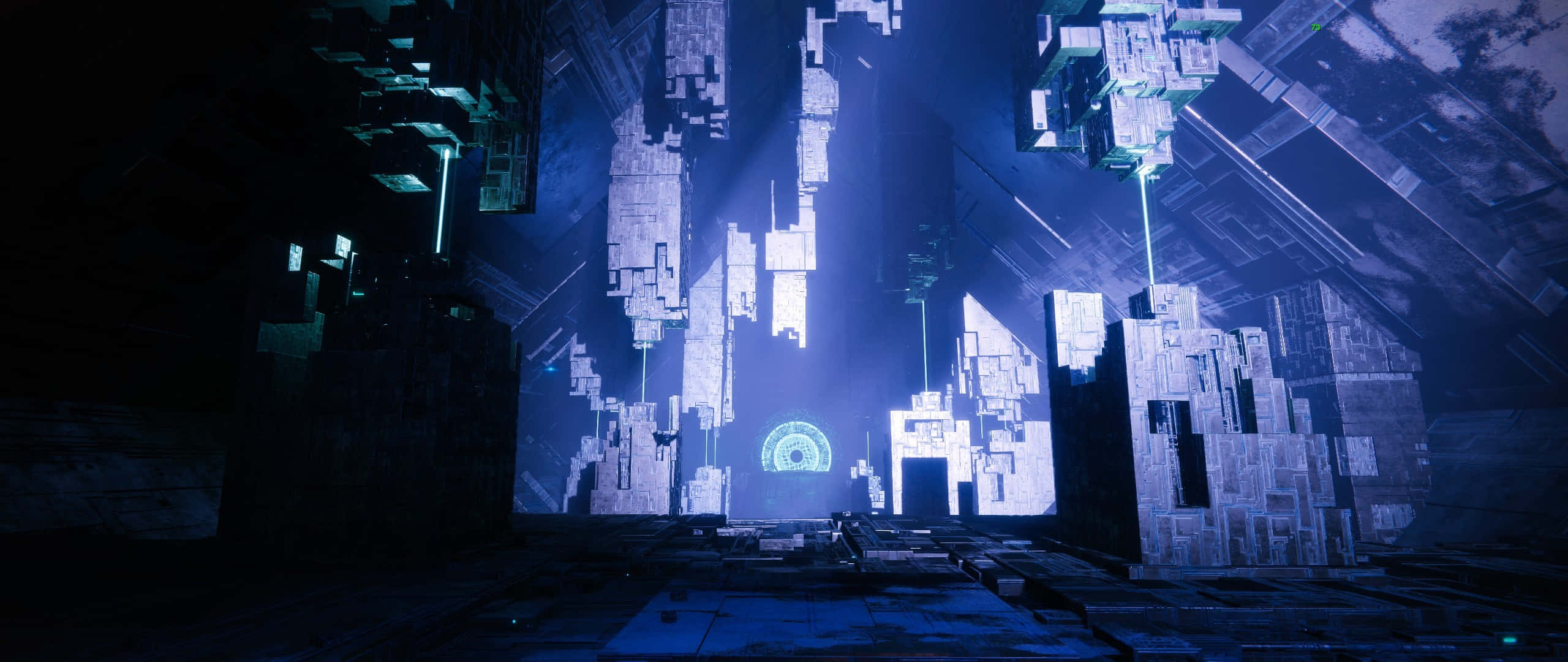 2560x1080, minimal, glowing blue structures, 2K Desktop Wallpaper