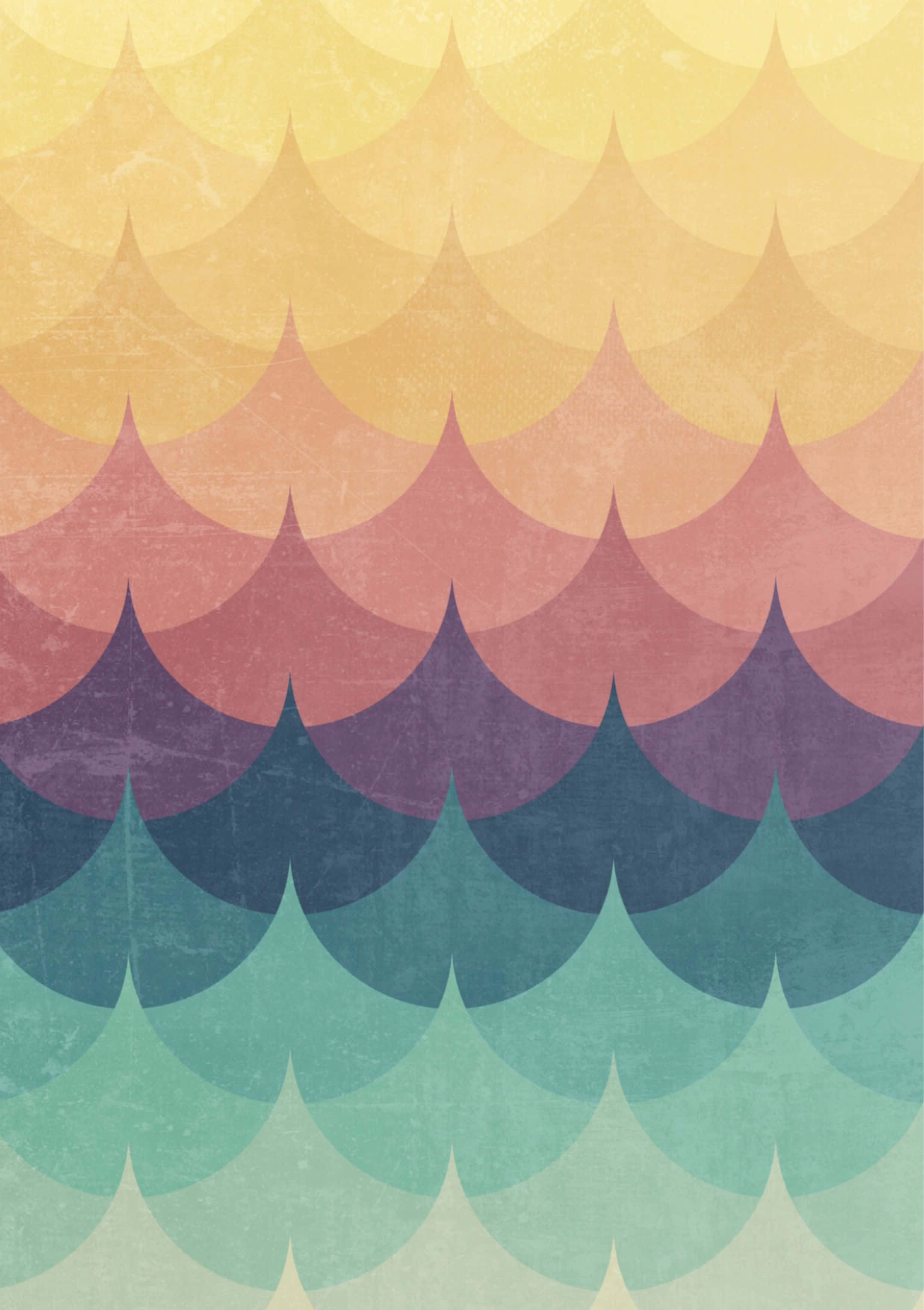 minimalist geometric, scalloped wave pattern, warm to cool tones, 2K Phone Wallpaper