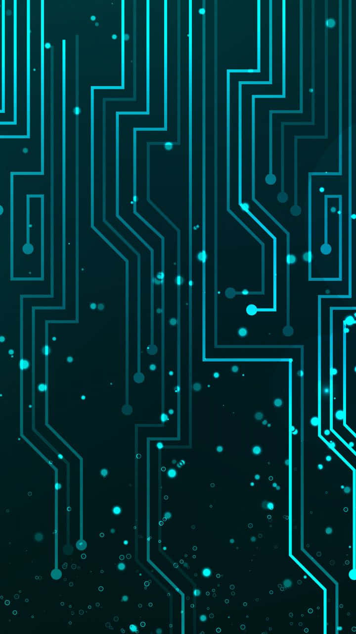 small phone, glowing teal circuit lines, dark background, HD Phone Wallpaper