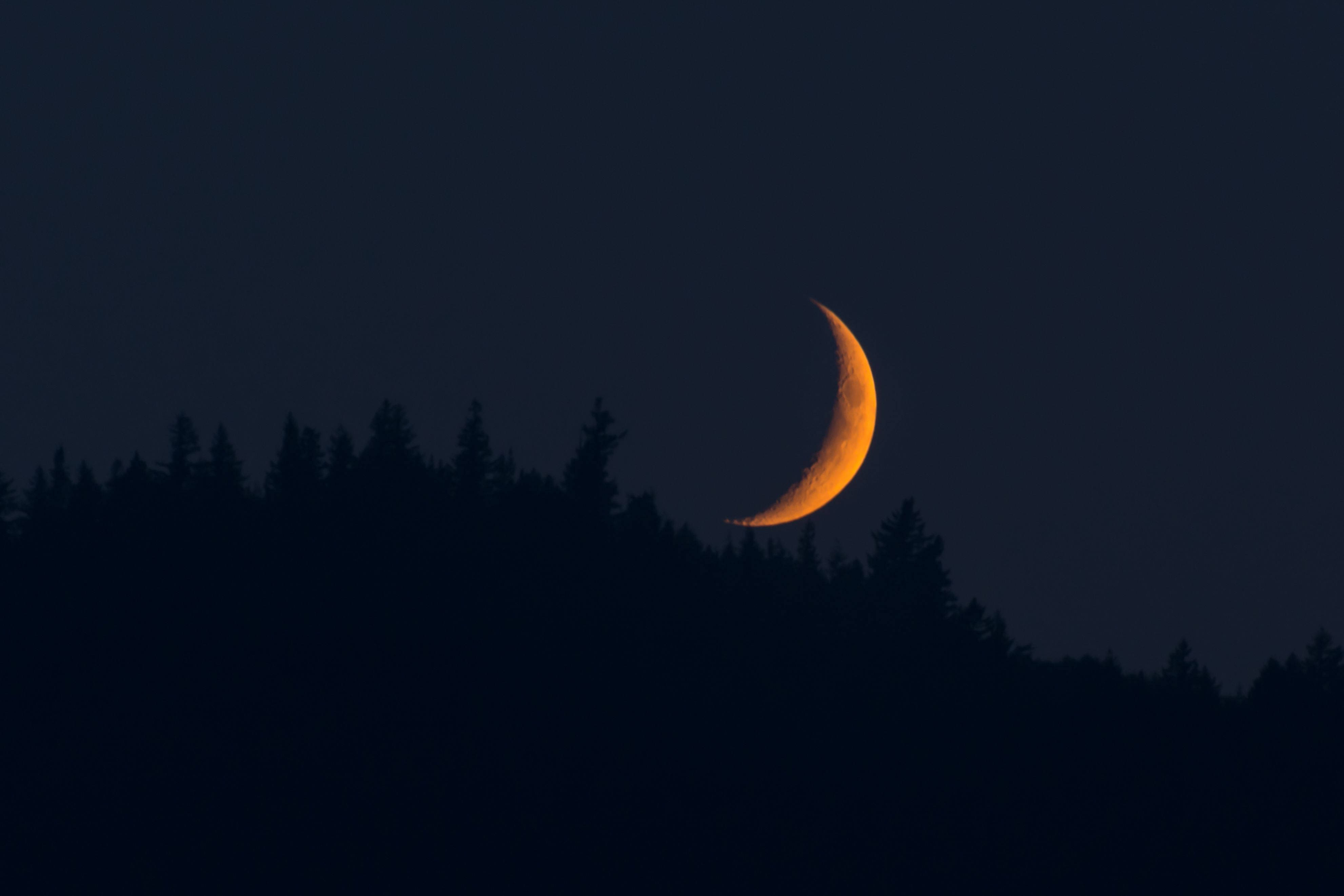 Moon, 4K, orange, 4K Desktop Wallpaper