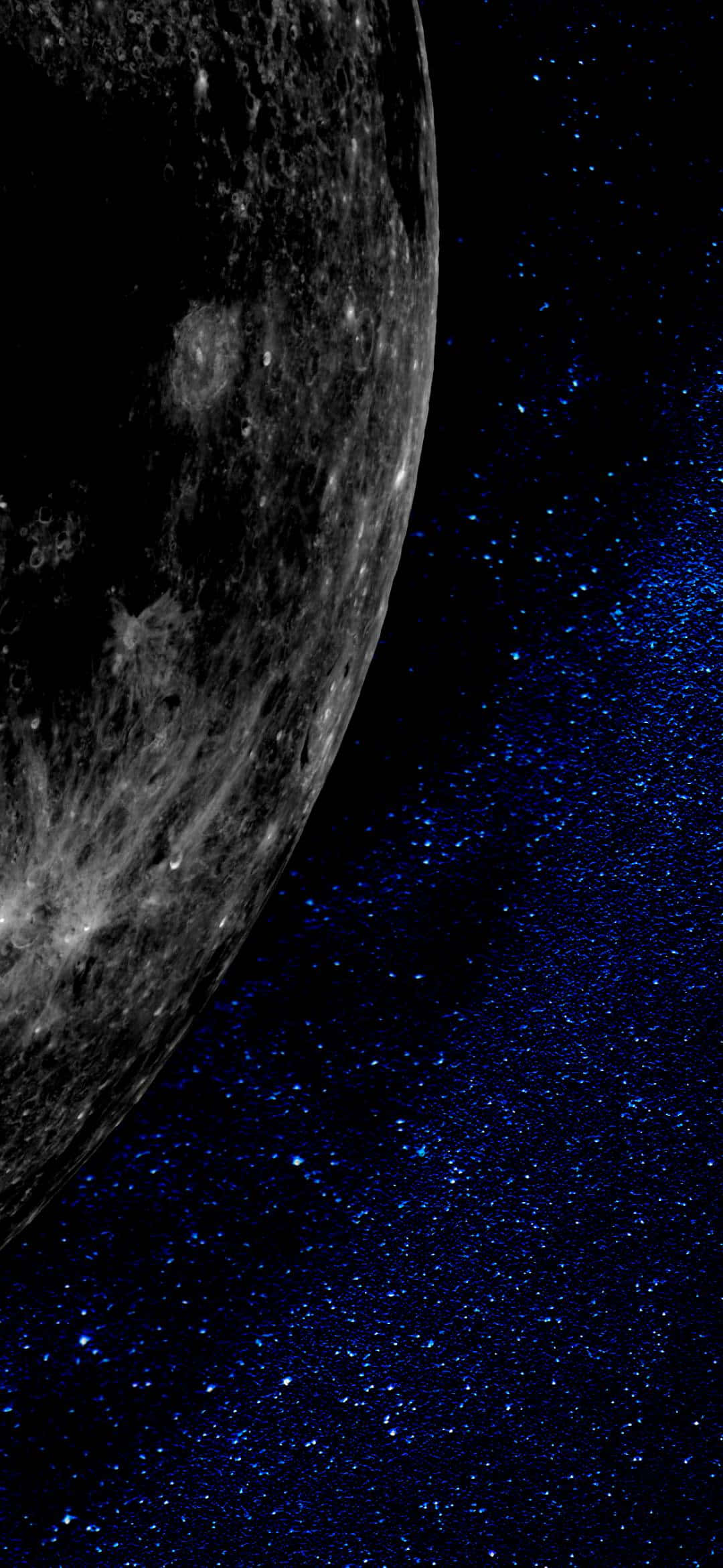 4K Moon, cratered celestial body, deep blue starfield, Full HD Phone Wallpaper