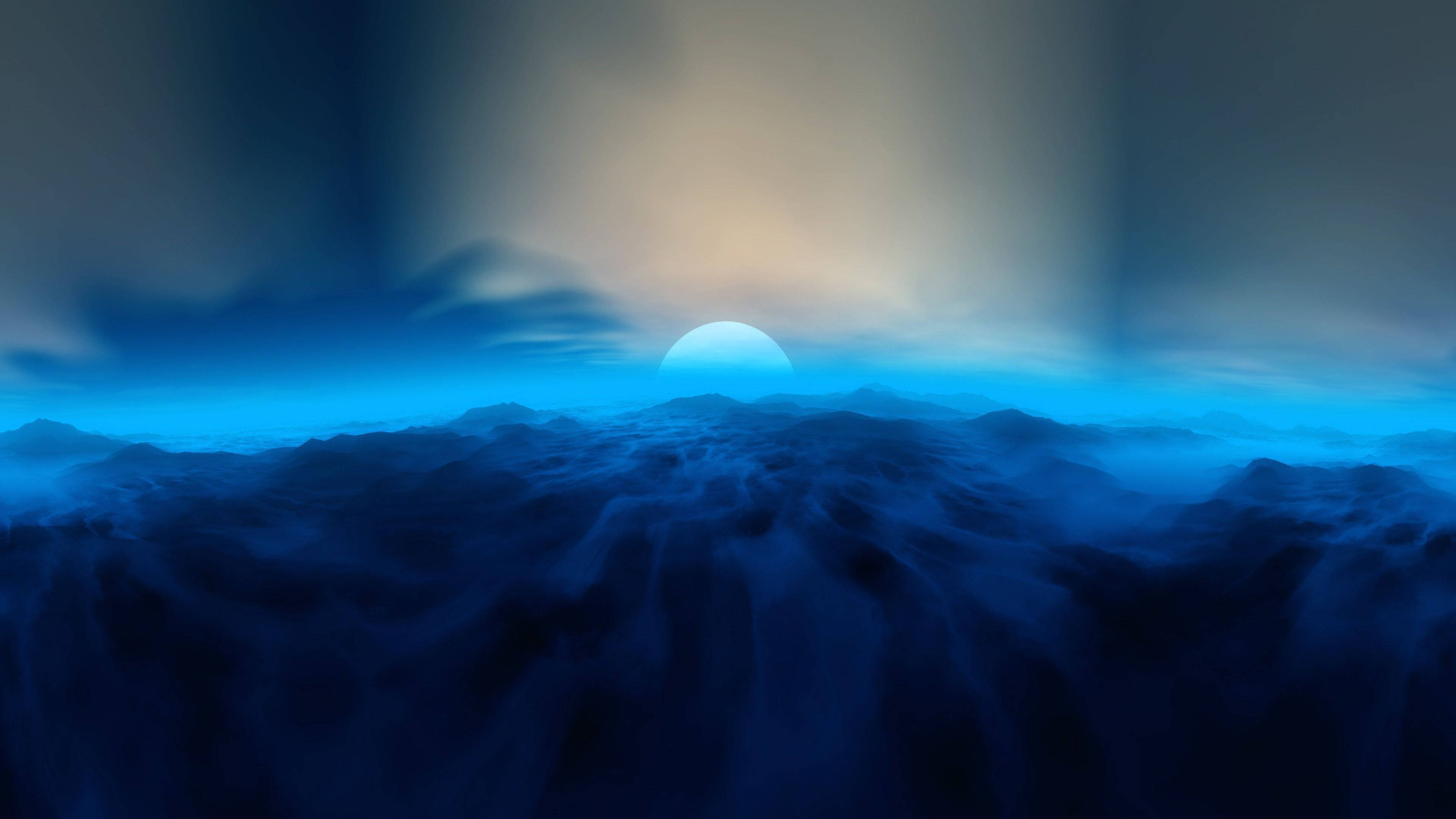 4K Ultra HD 2160p, blue horizon, alien landscape, 4K Desktop Wallpaper