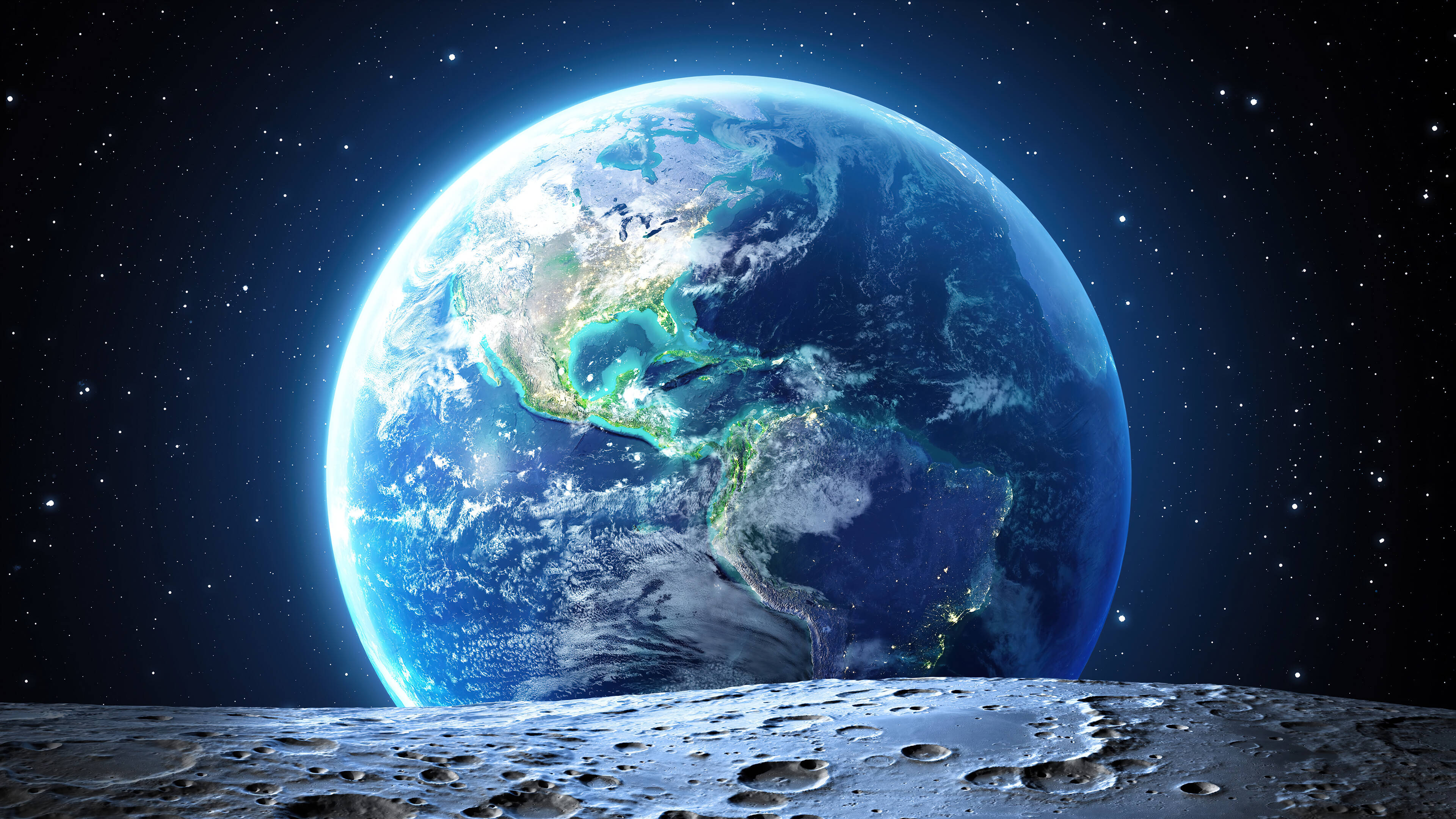 4K UHD, Moon, Earth, 4K Desktop Wallpaper
