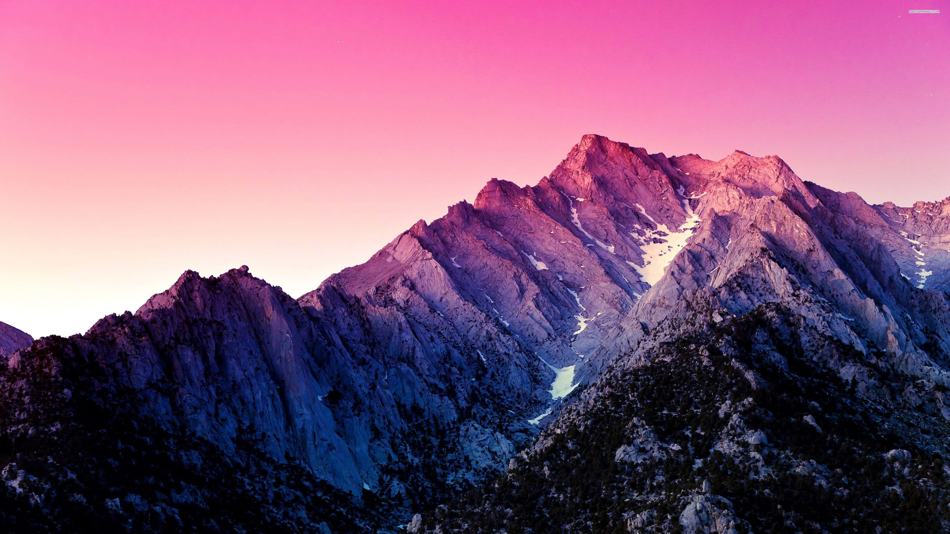 4K Mountain, jagged mountain range, vibrant pink and purple twilight hues, 4K Desktop Wallpaper