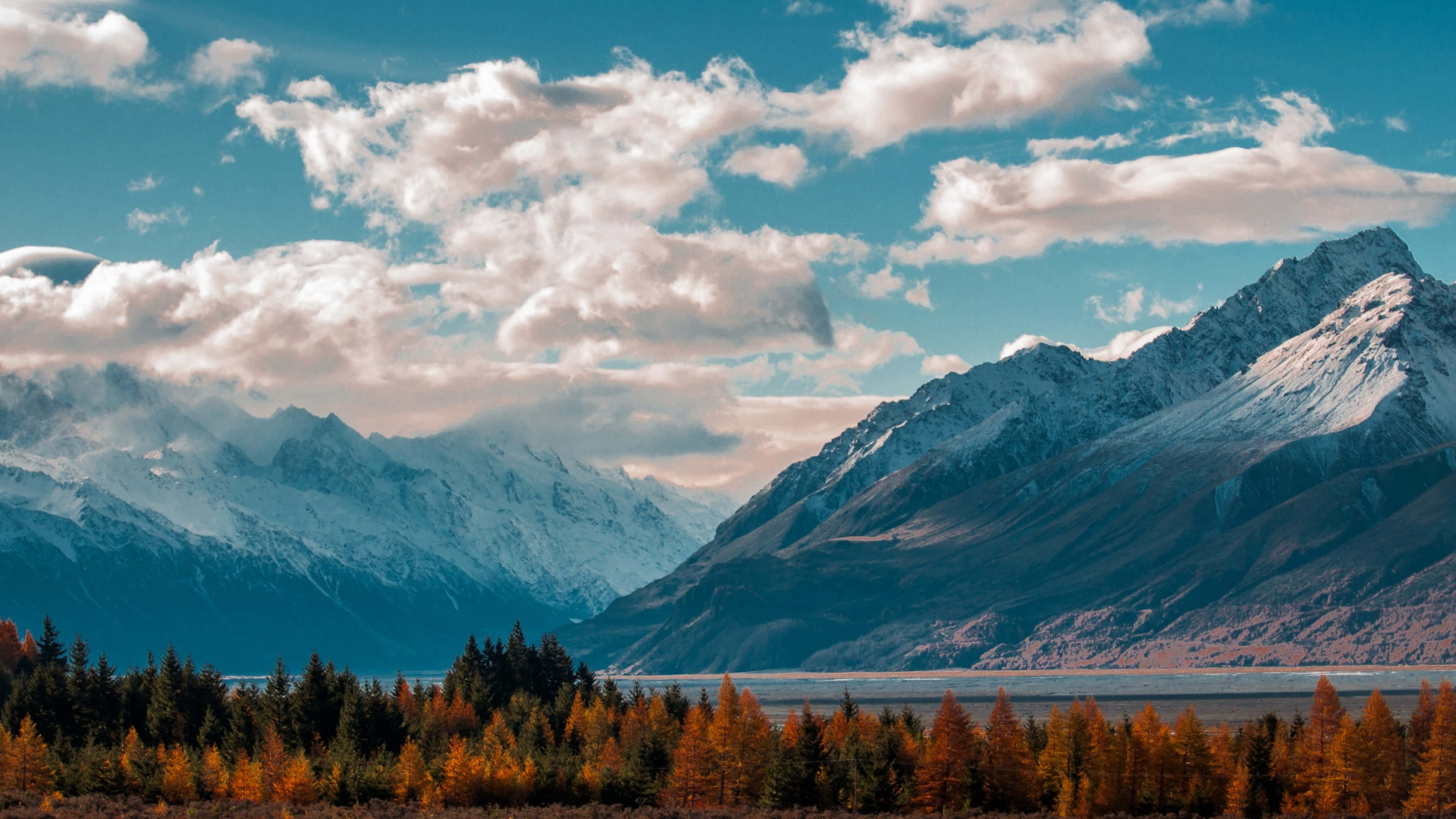 4K Mountain, snowcapped mountains, lake, 4K Desktop Wallpaper