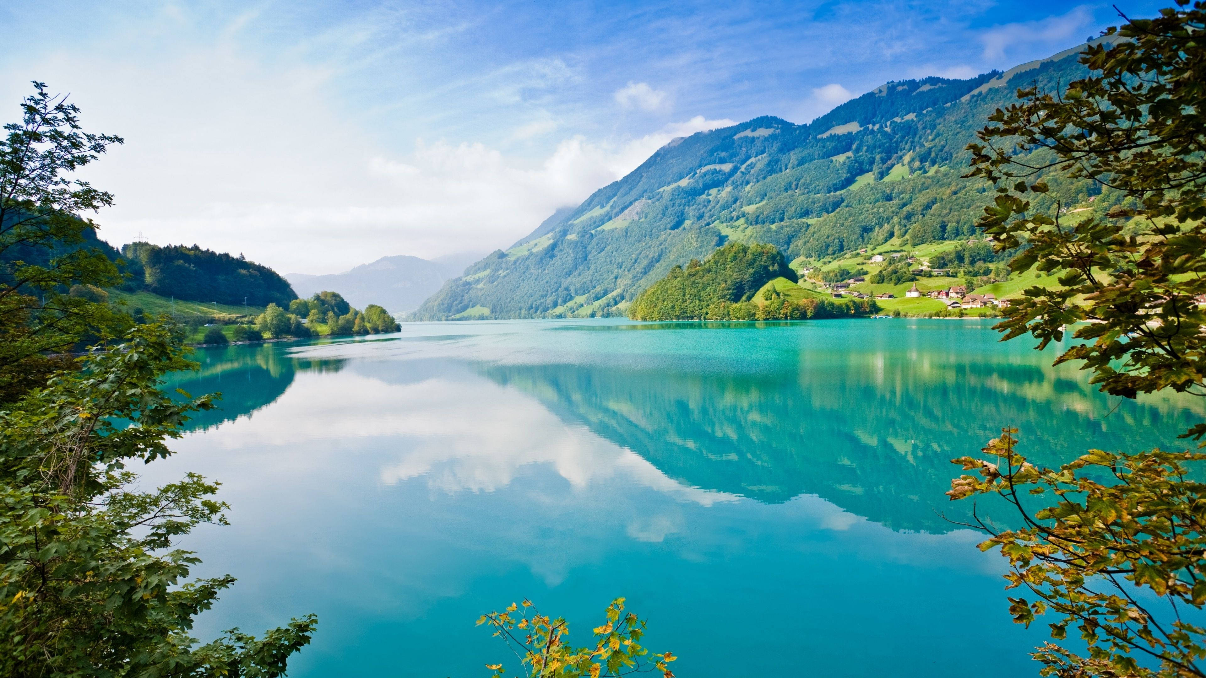 4K Nature, turquoise lake, snow-capped mountains, 4K Desktop Wallpaper