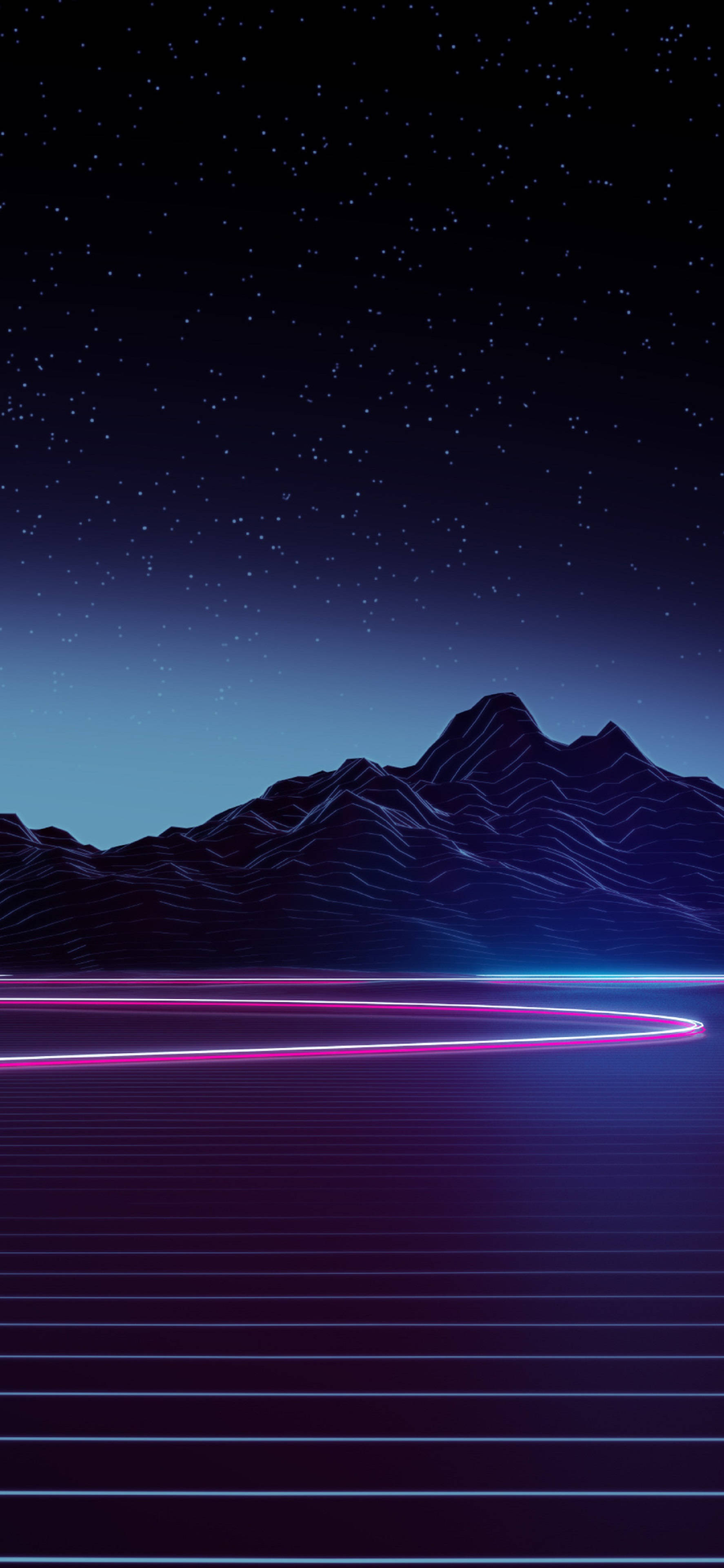 4K Neon iPhone, mountain highway, neon lines, 4K Phone Wallpaper