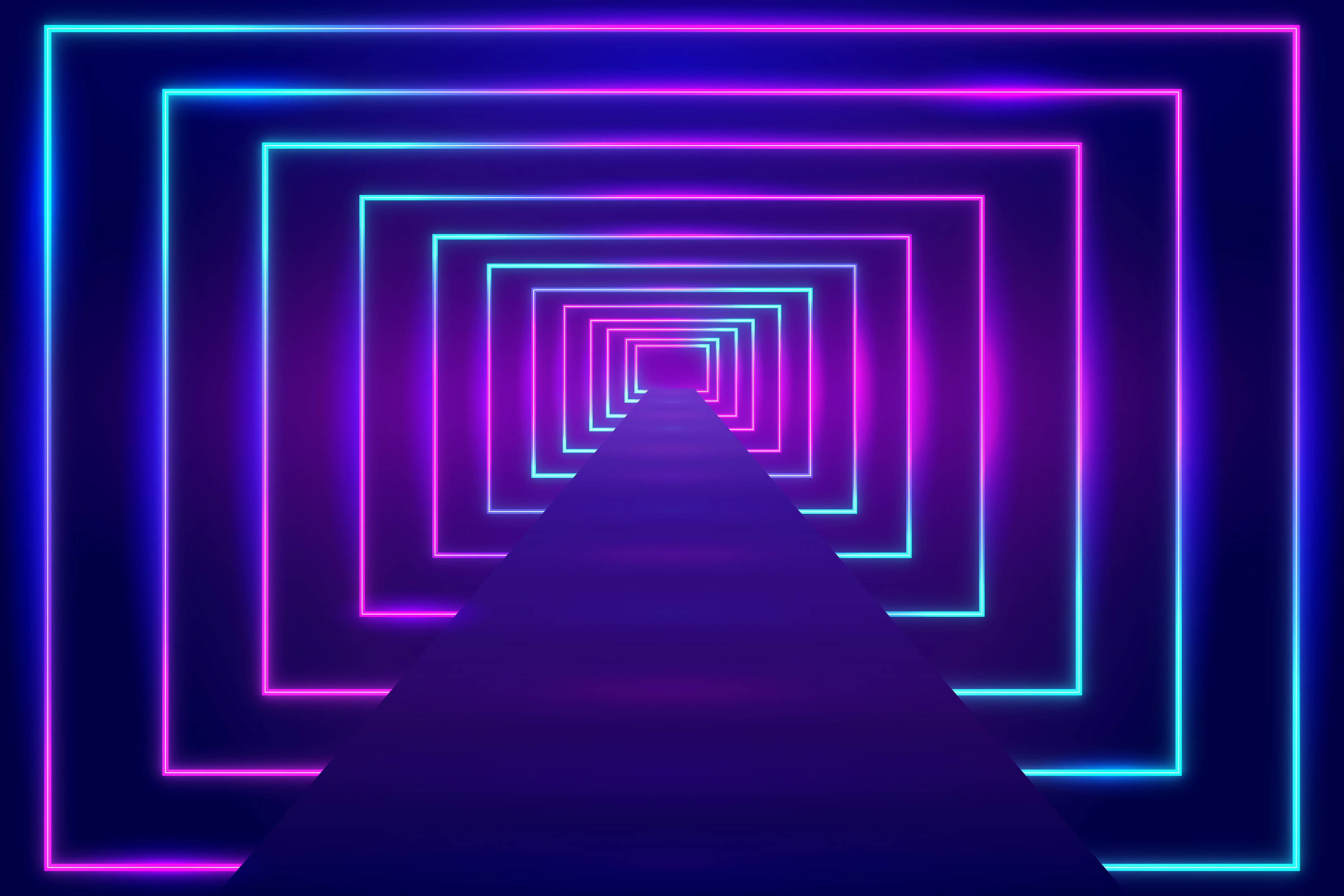 4K Neon Runway, neon rectangles, electric blue, 2K Desktop Wallpaper