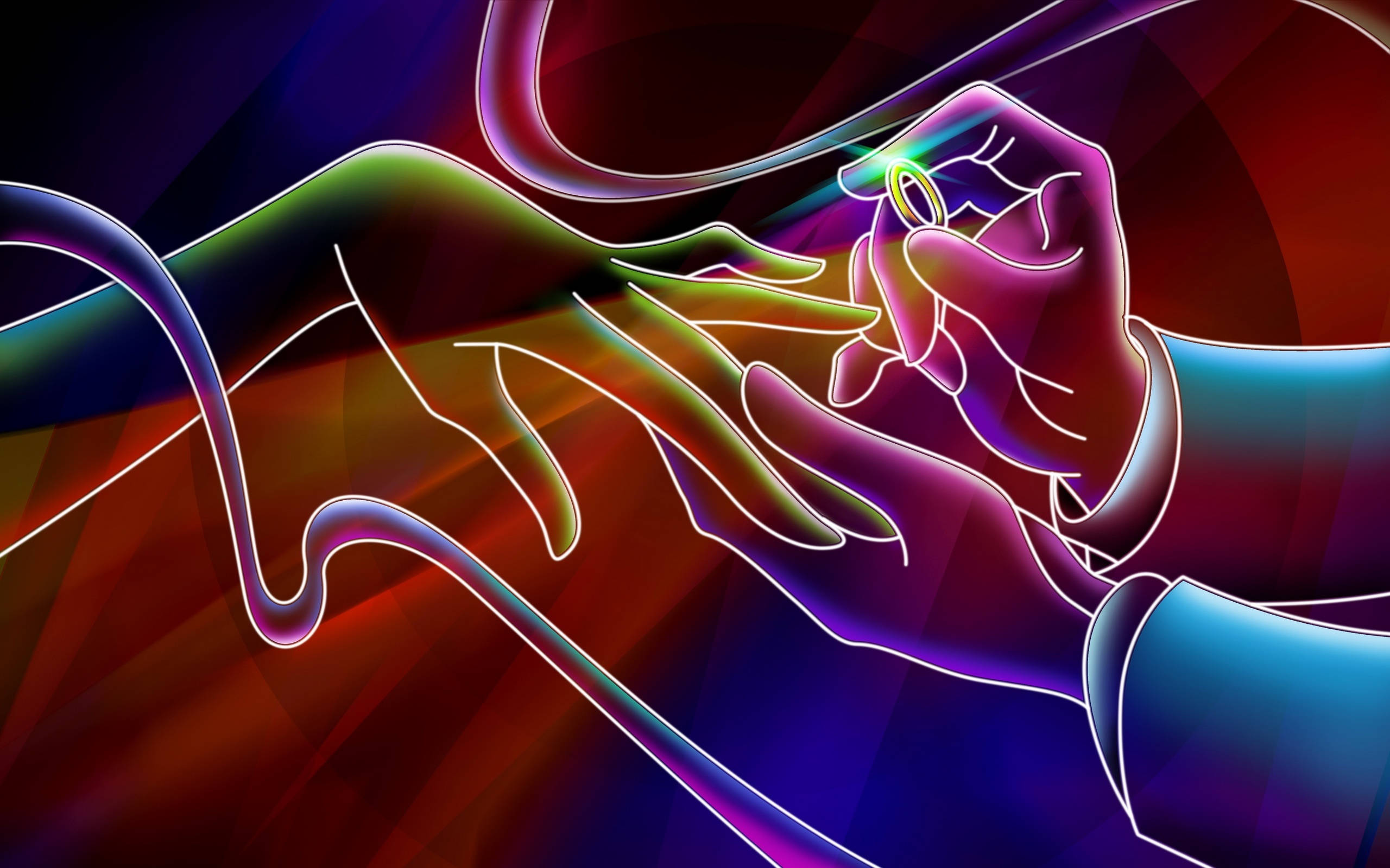 4K Neon Proposal, Neon-lit hands, vibrant colors, 2K Desktop Wallpaper