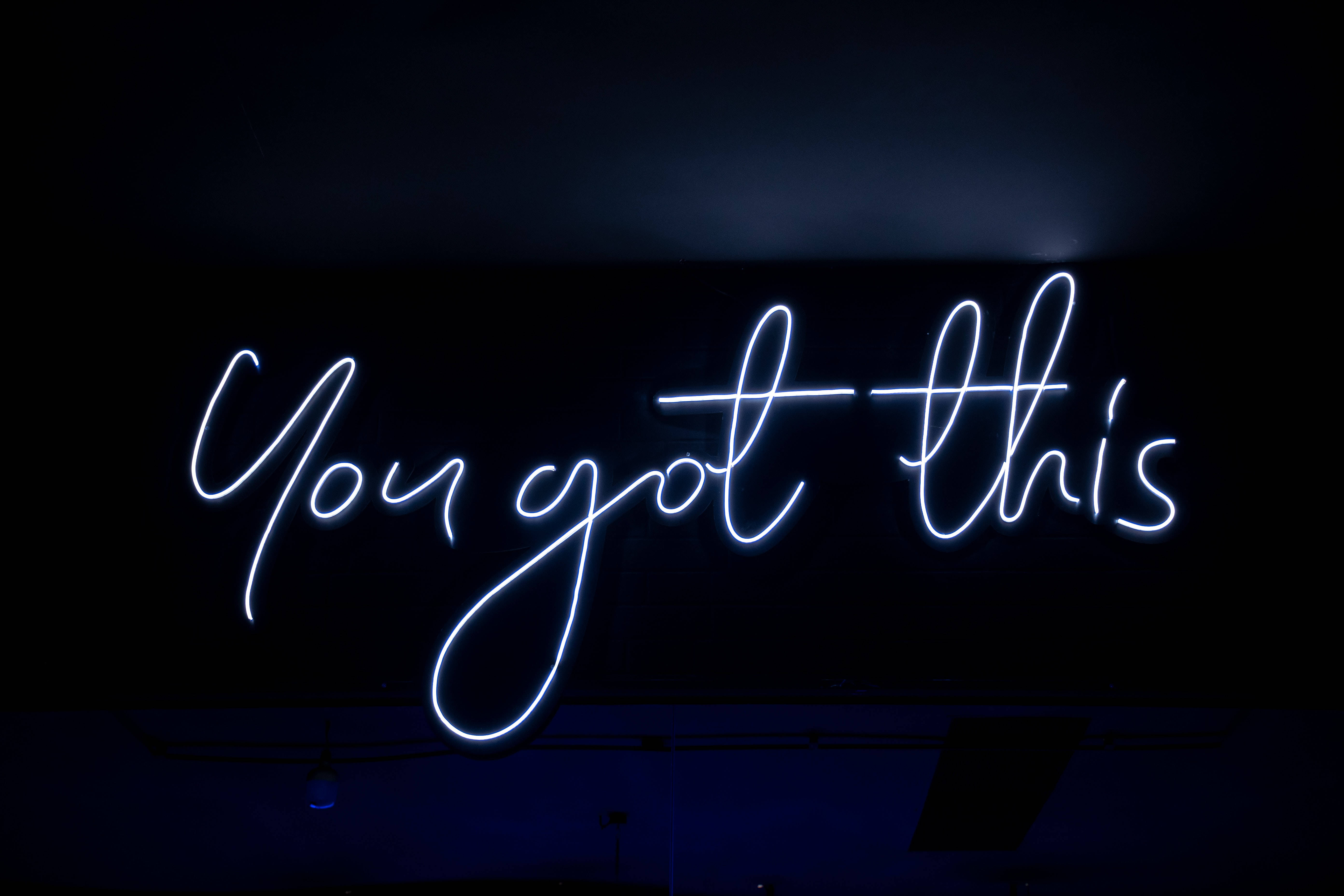 4K Neon, You got this, glowing blue neon sign, 5K Desktop Wallpaper