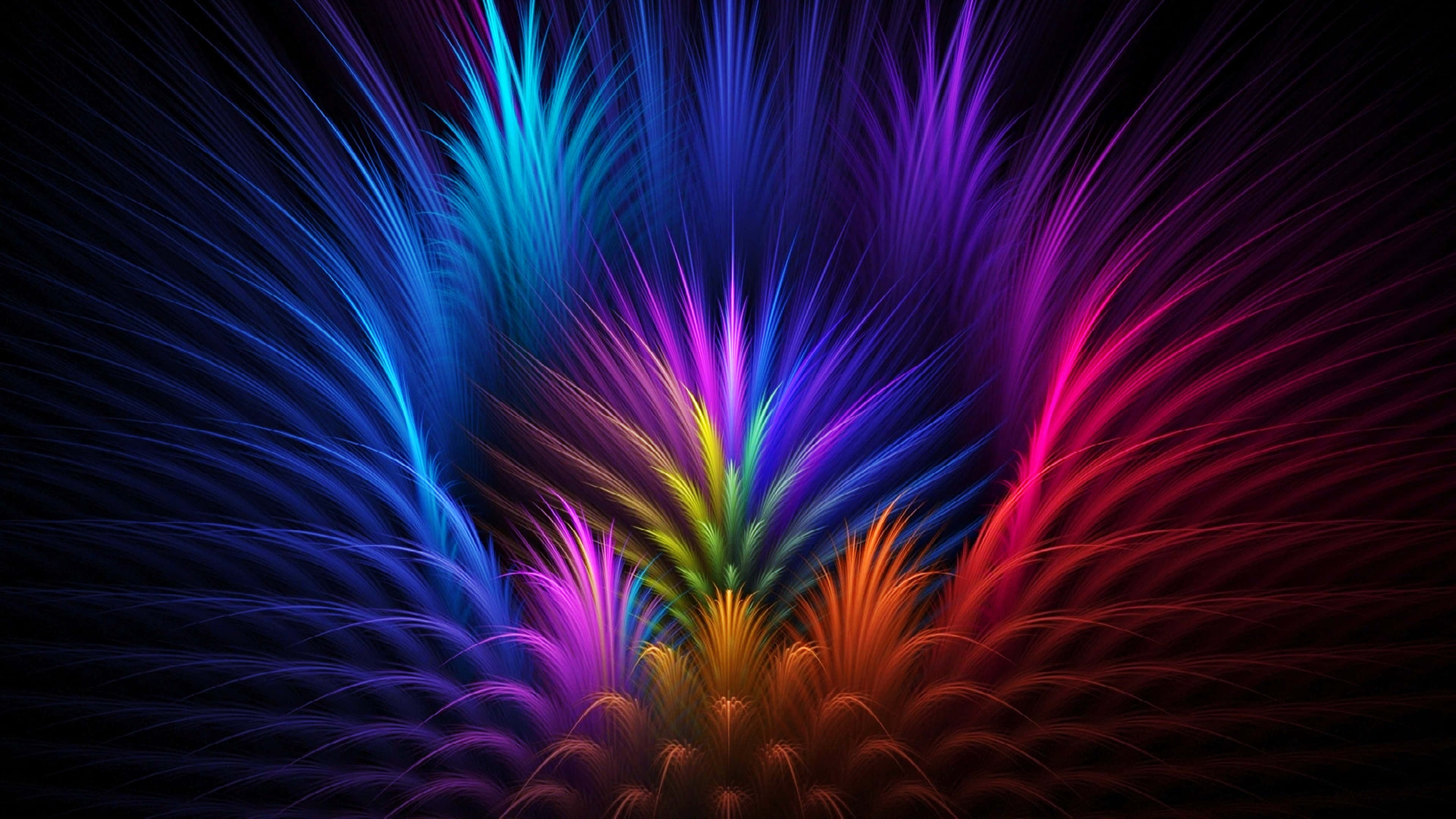 neon fractal tendrils, black void, cosmic explosion of color, 4K Desktop Wallpaper