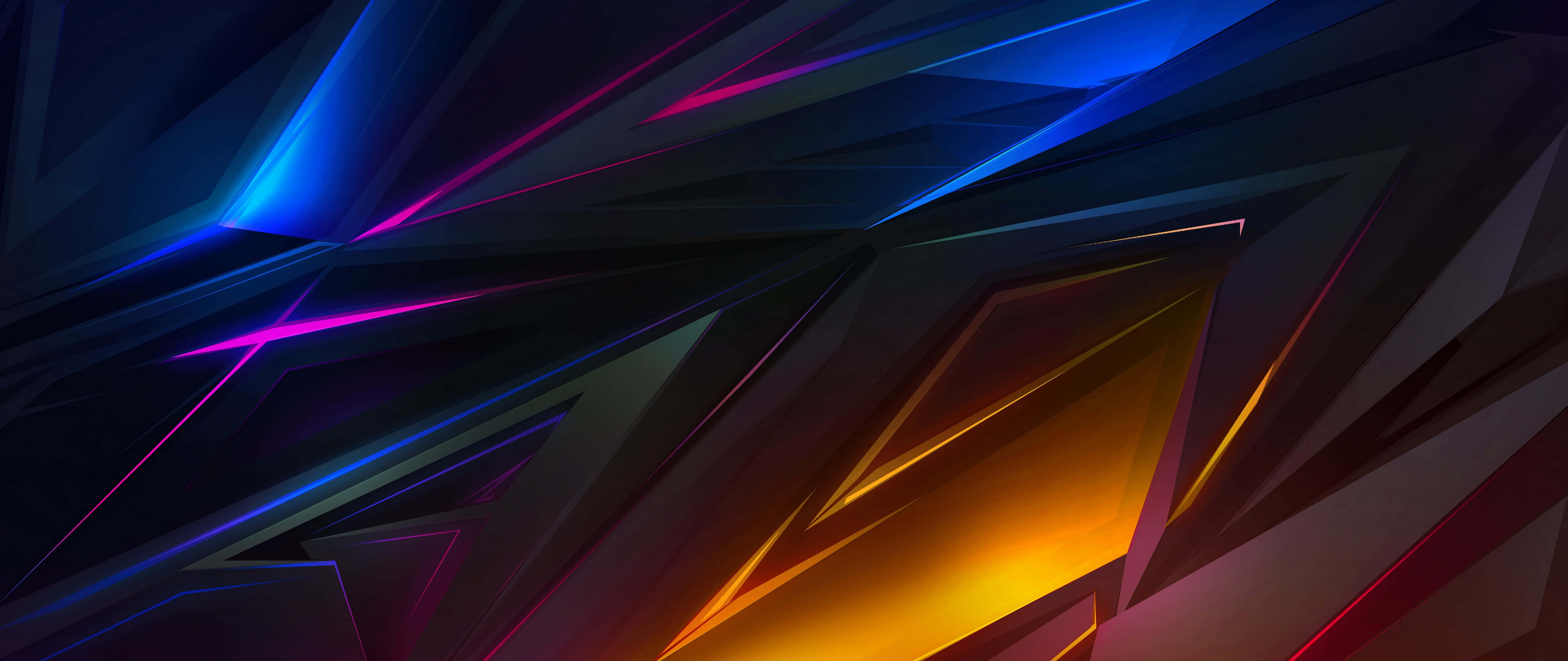 ultrawide 4k, neon lights, dark geometric abstract background, 5K Desktop Wallpaper