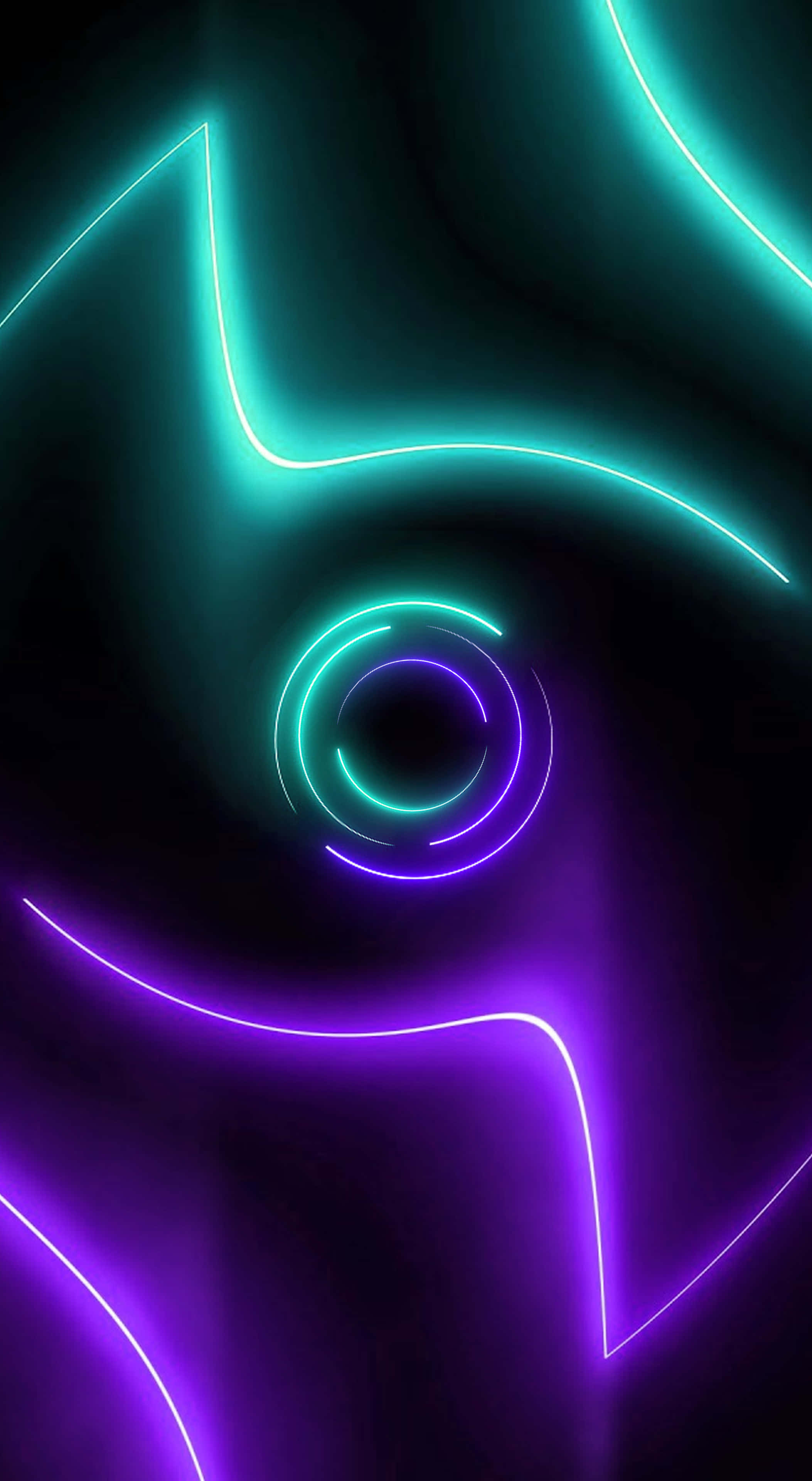Neon 2106 x 3840, neon teal, purple glowing lines, 4K Phone Wallpaper