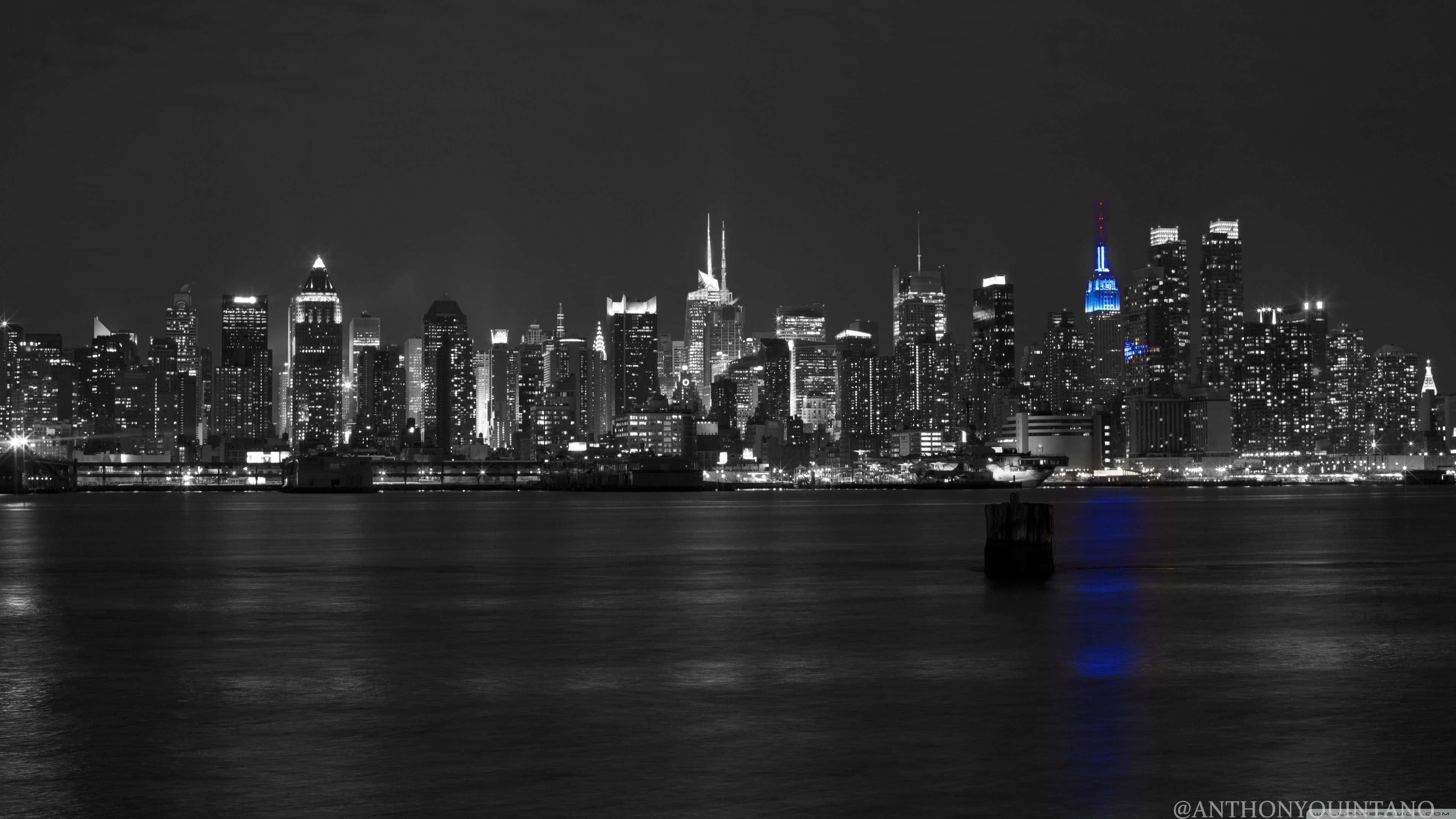 New York City, skyline, night, 4K Desktop Wallpaper