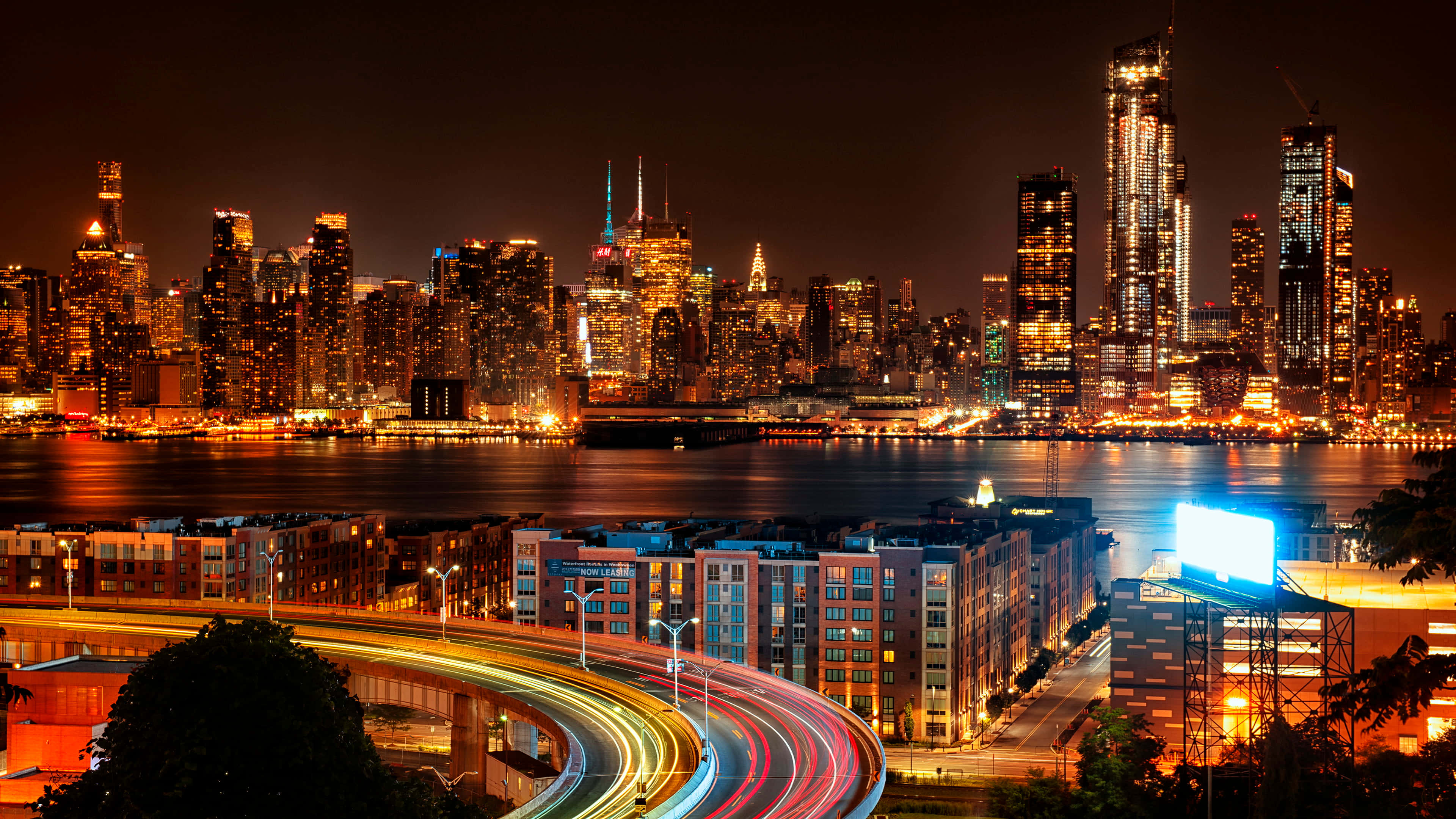 New York City, New Jersey View, nighttime cityscape, 4K Desktop Wallpaper