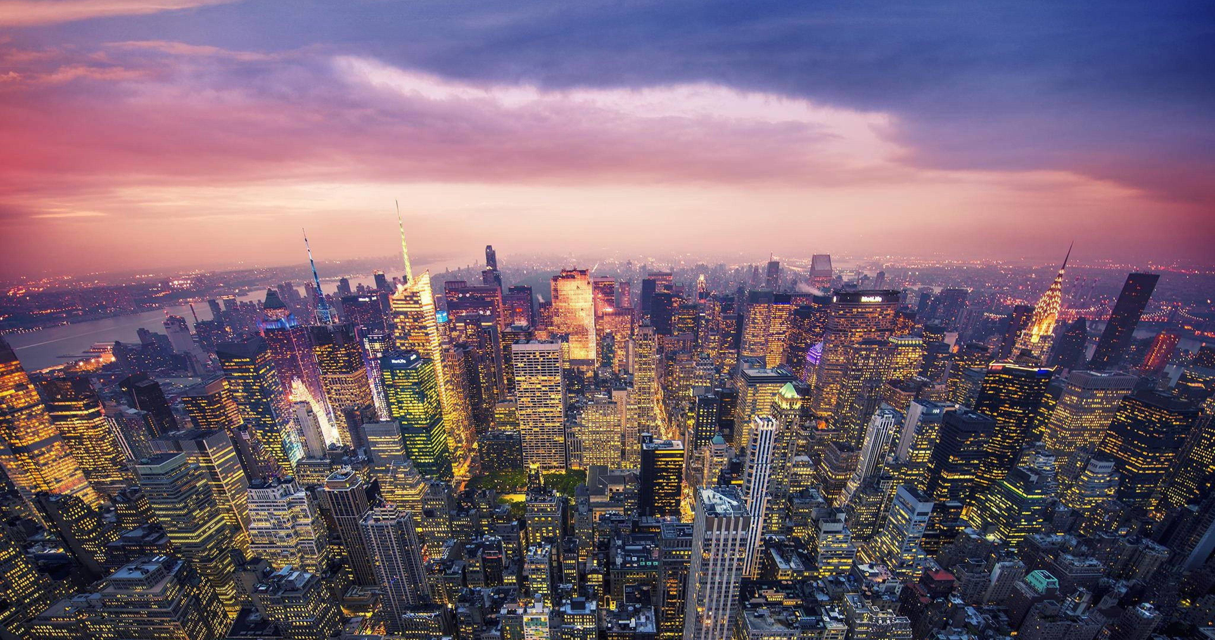 New York City, Sunset, Sky, 4K Desktop Wallpaper