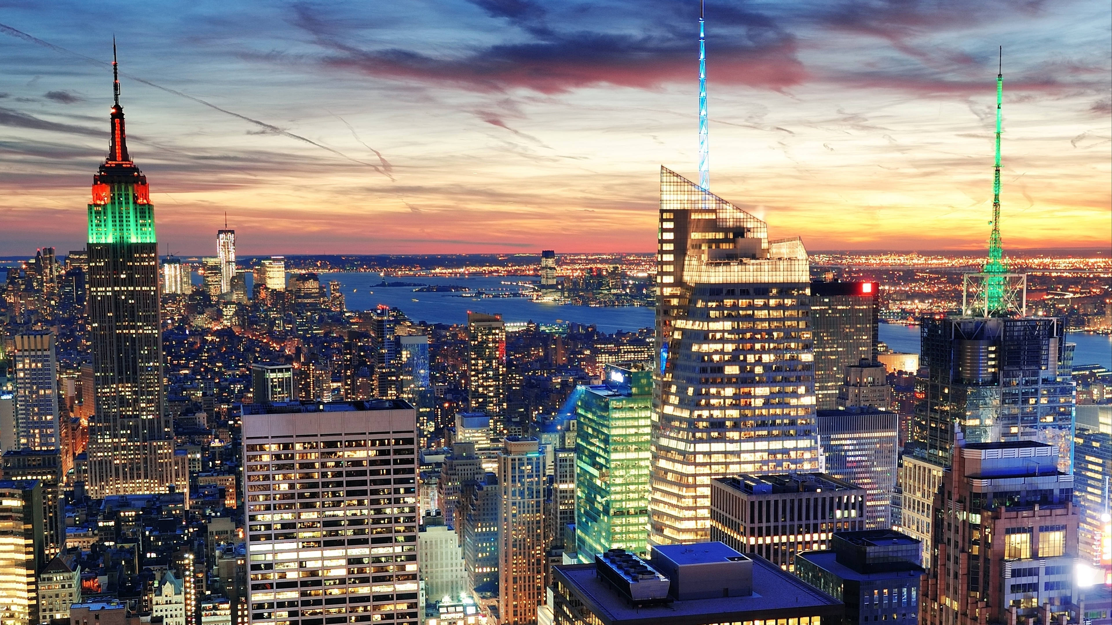 4K New York City, dusk, skyscrapers, 4K Desktop Wallpaper