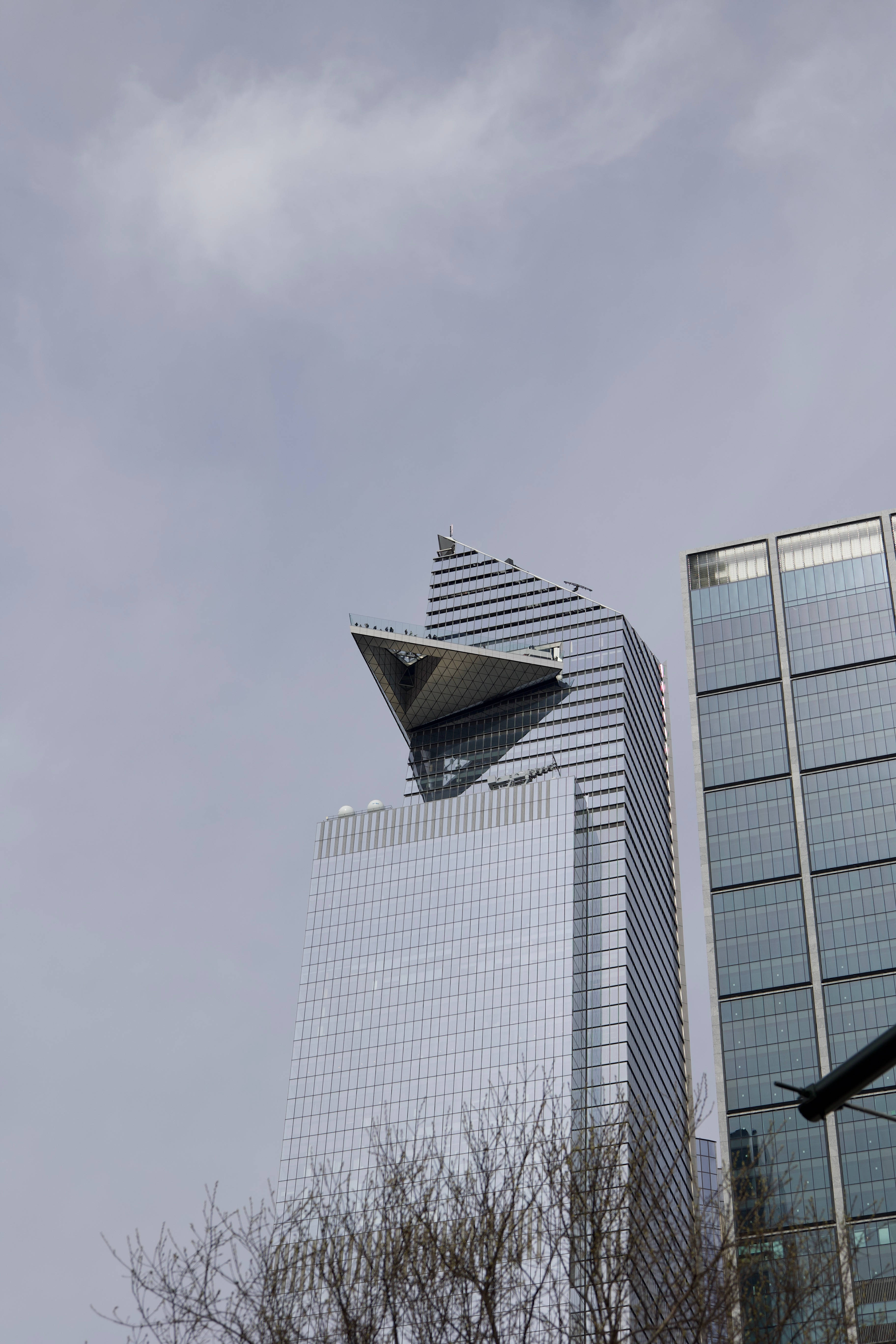 30 Hudson Yards, modern glass skyscraper, angular rooftop extension, 5K Phone Wallpaper