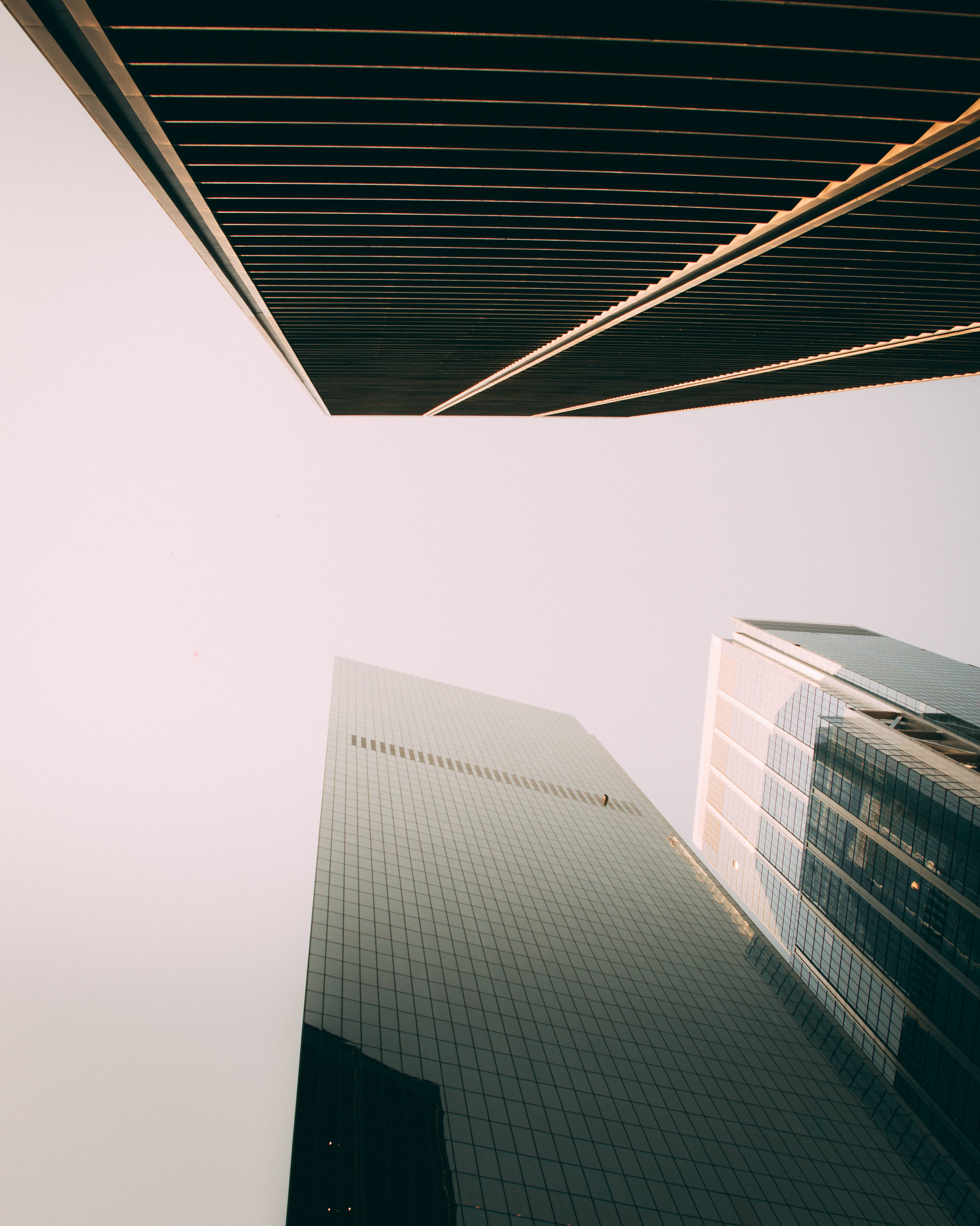 4K New York, modern glass skyscrapers, pale sky, 4K Phone Wallpaper