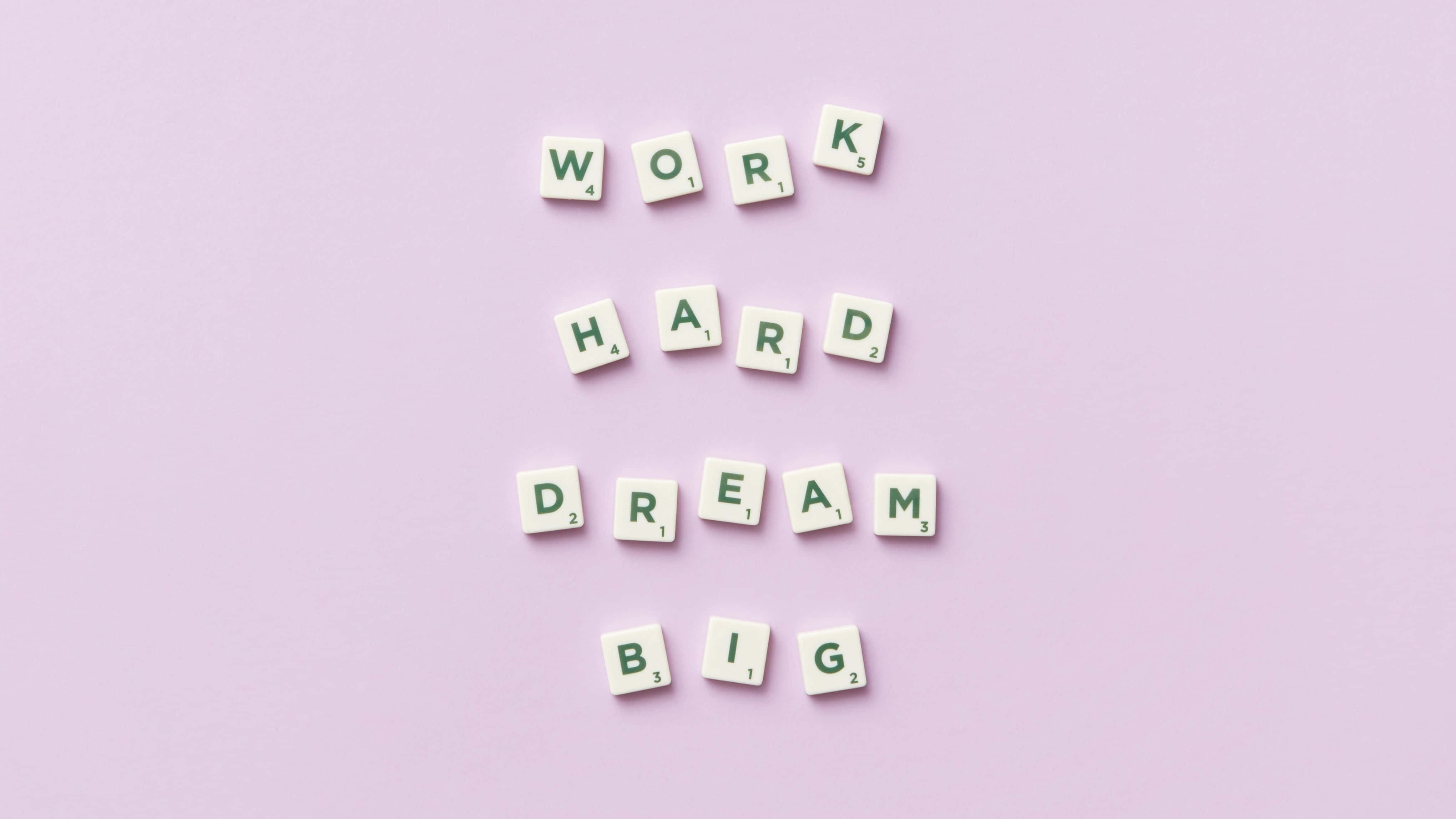 4K Monitor, White Scrabble tiles, WORK HARD DREAM BIG, 4K Desktop Wallpaper