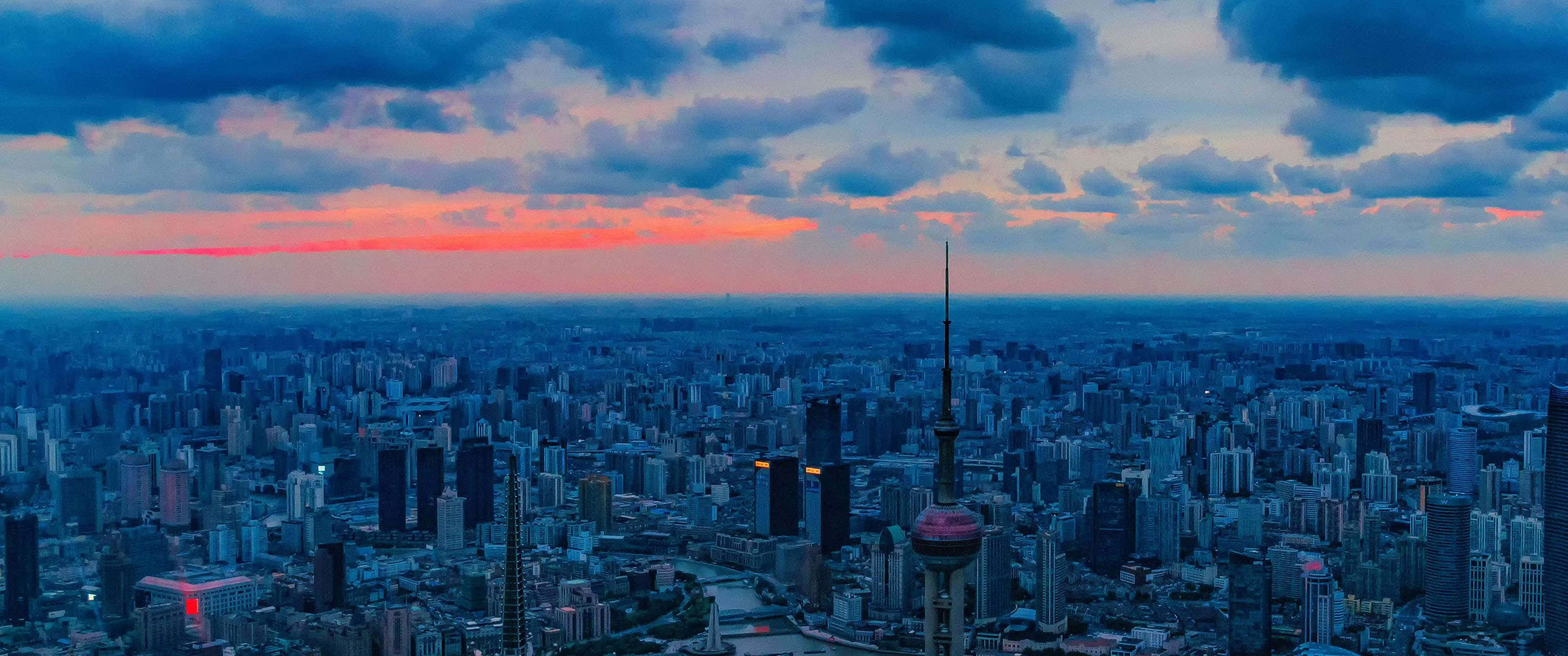 4K PC Monitor, 3440 x 1440, vibrant orange horizon, 2K Desktop Wallpaper